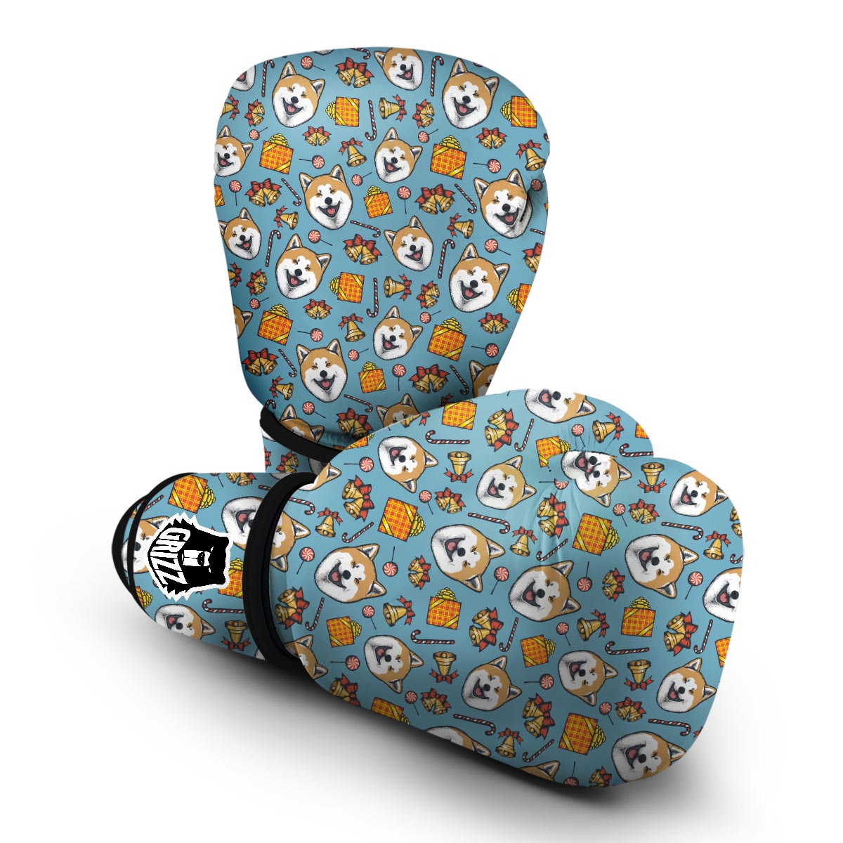 Akita Dog Pattern Print Boxing Gloves-grizzshop
