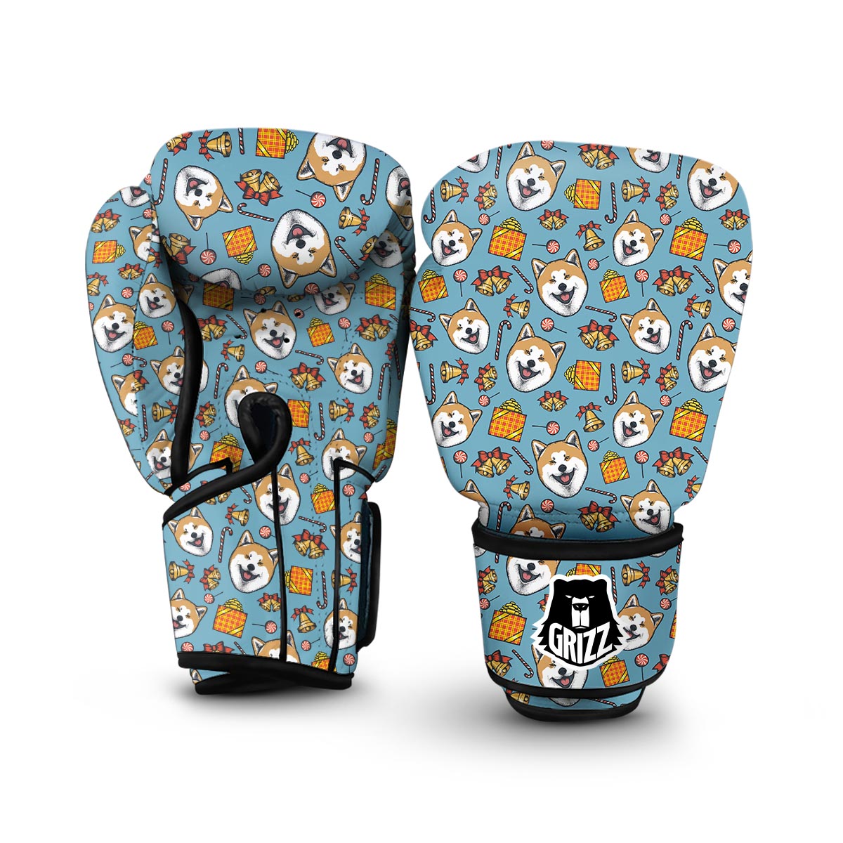 Akita Dog Pattern Print Boxing Gloves-grizzshop