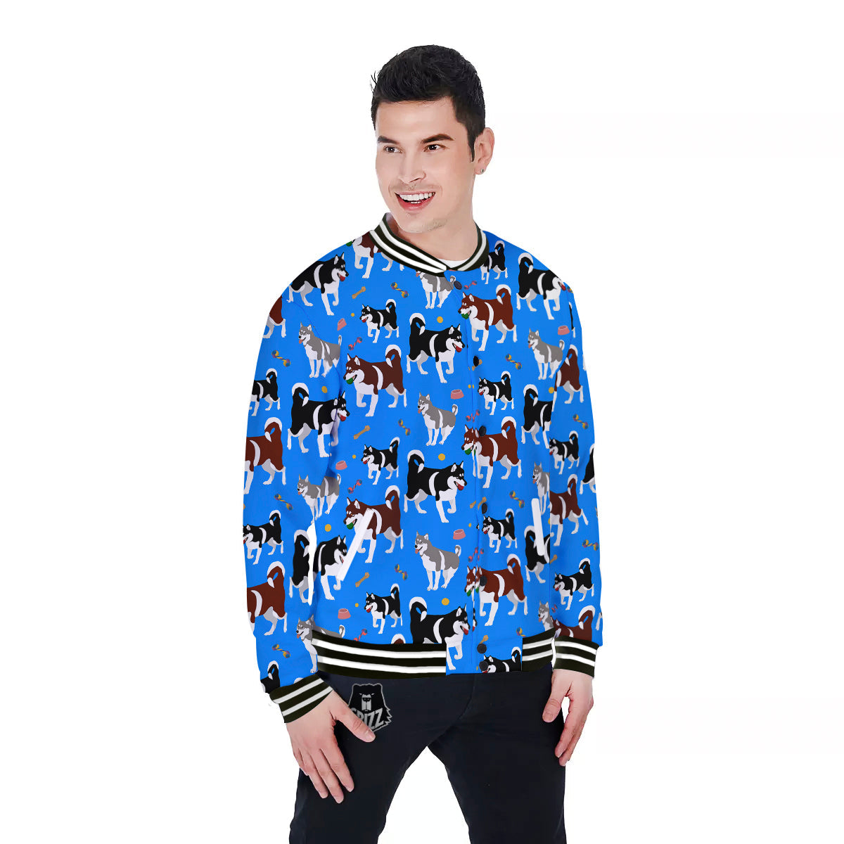 Alaskan Malamute Print Pattern Baseball Jacket-grizzshop