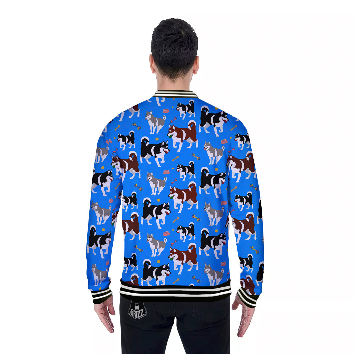 Alaskan Malamute Print Pattern Baseball Jacket-grizzshop