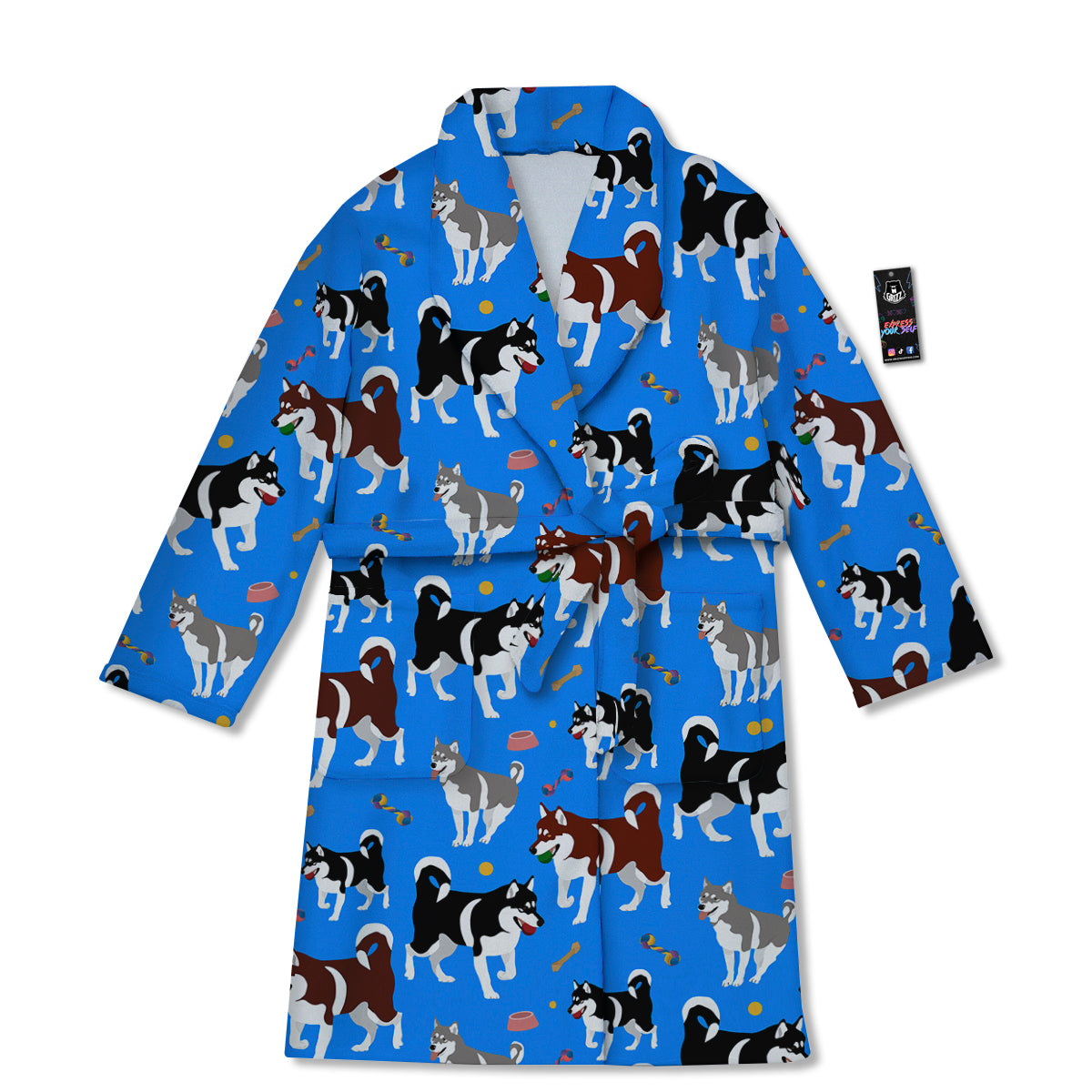 Alaskan Malamute Print Pattern Bathrobe-grizzshop