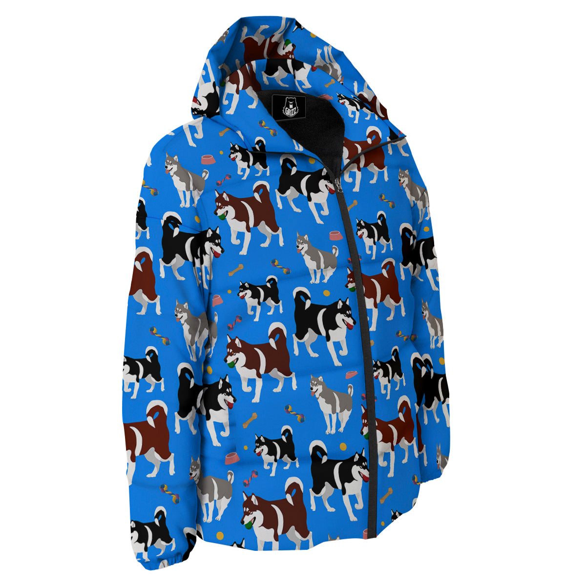 Alaskan Malamute Print Pattern Down Jacket-grizzshop