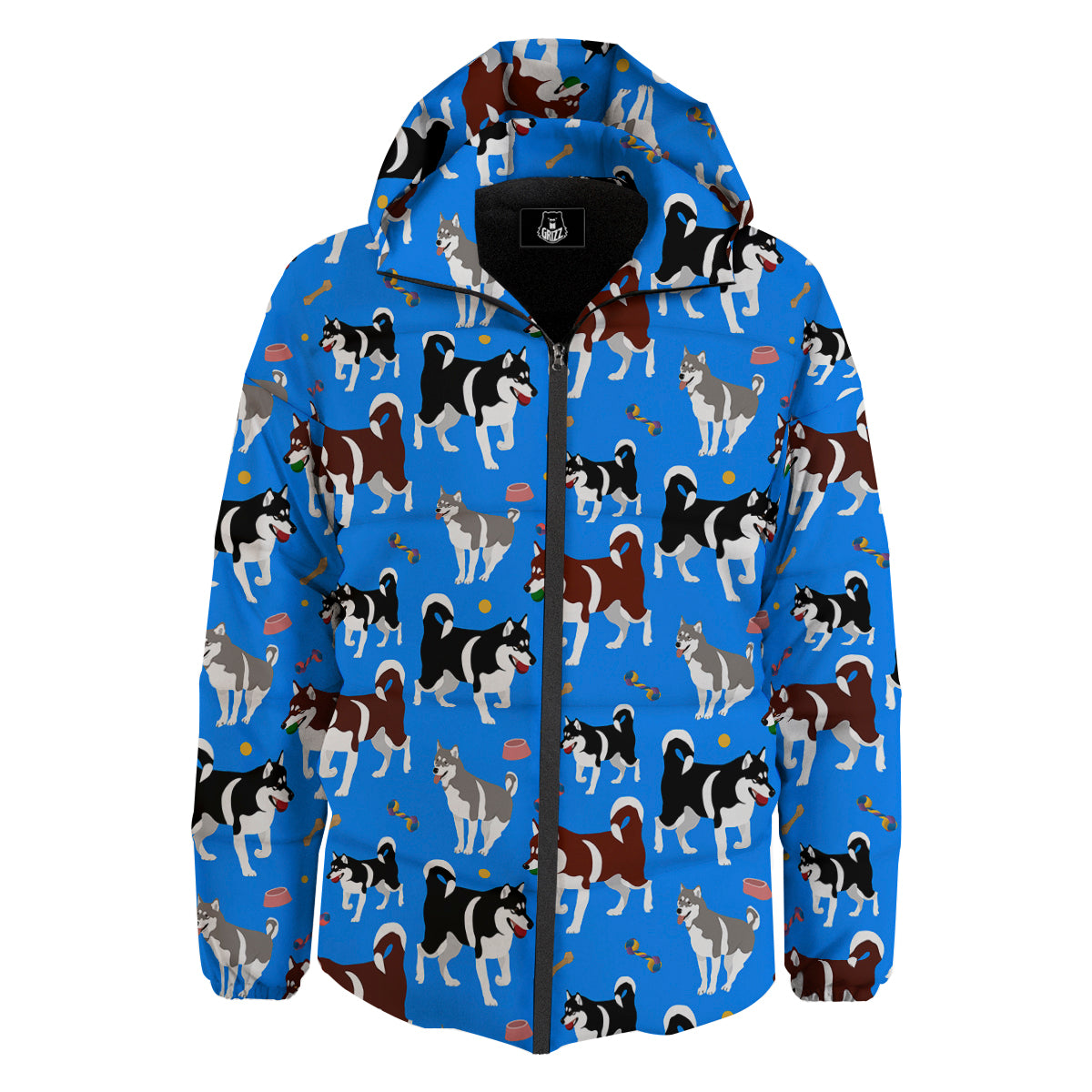 Alaskan Malamute Print Pattern Down Jacket-grizzshop