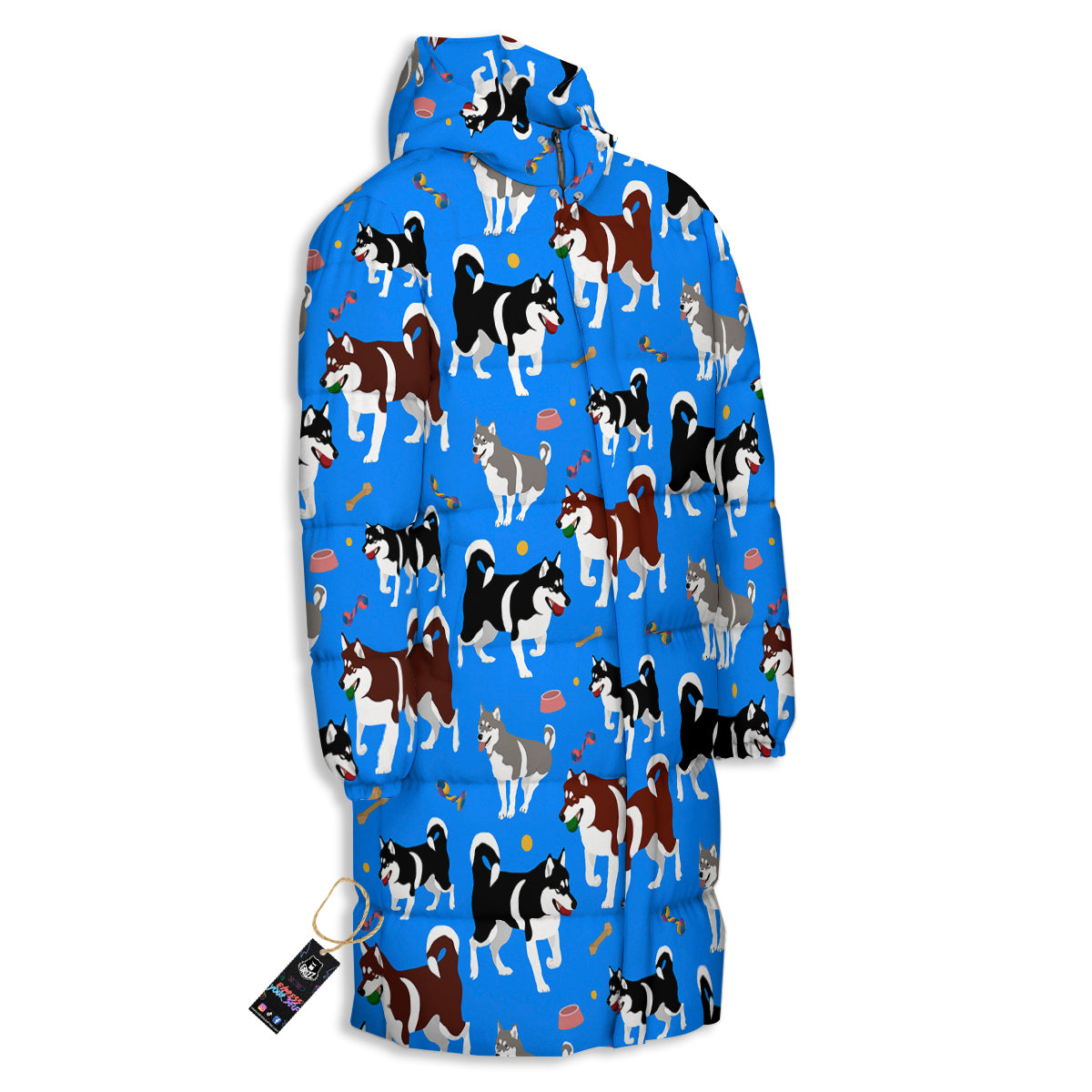 Alaskan Malamute Print Pattern Long Down Jacket-grizzshop