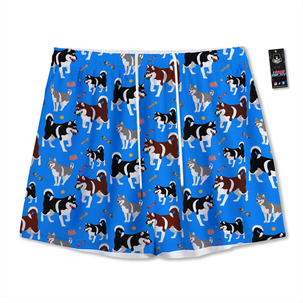 Alaskan Malamute Print Pattern Mesh Shorts-grizzshop