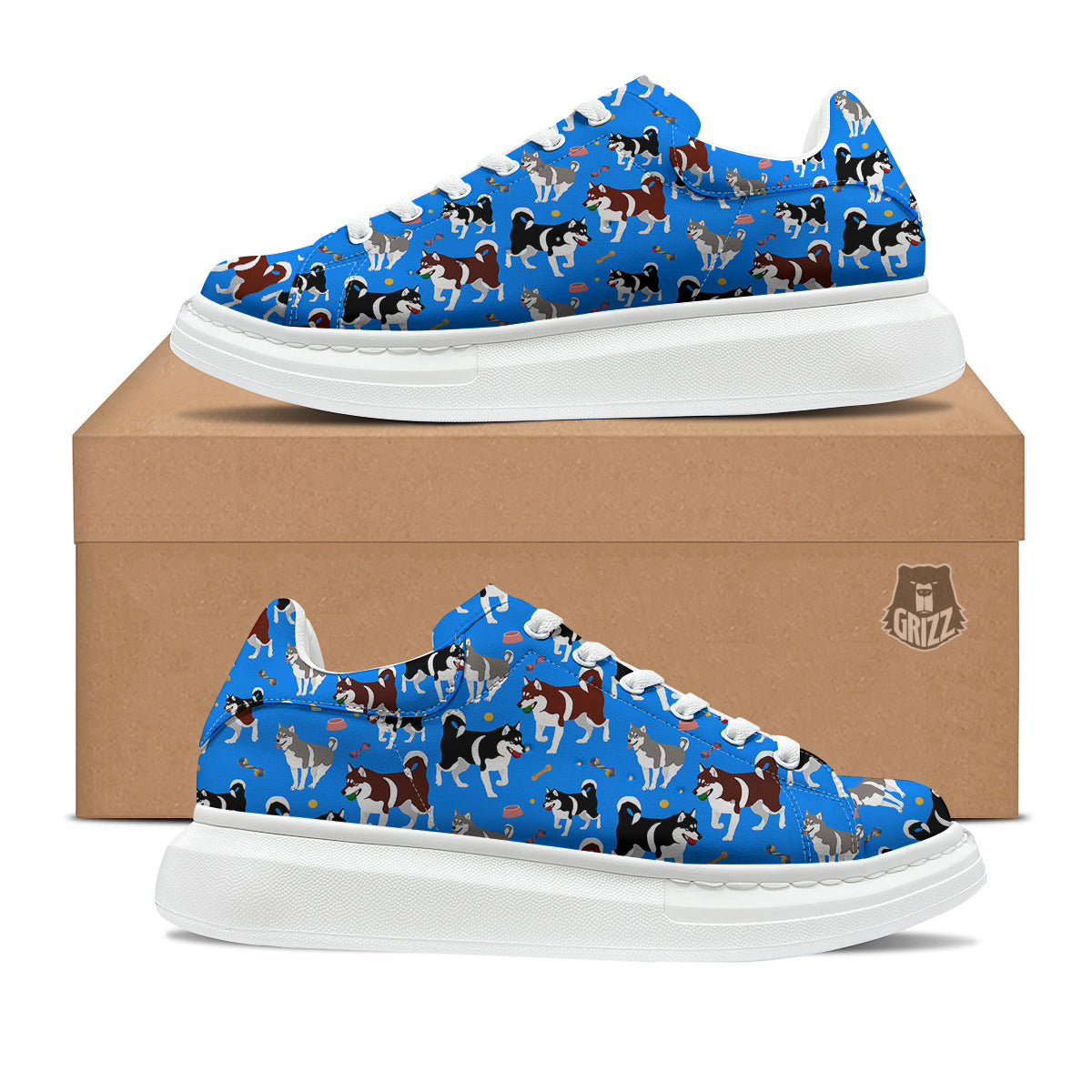 Alaskan Malamute Print Pattern Platform Shoes-grizzshop