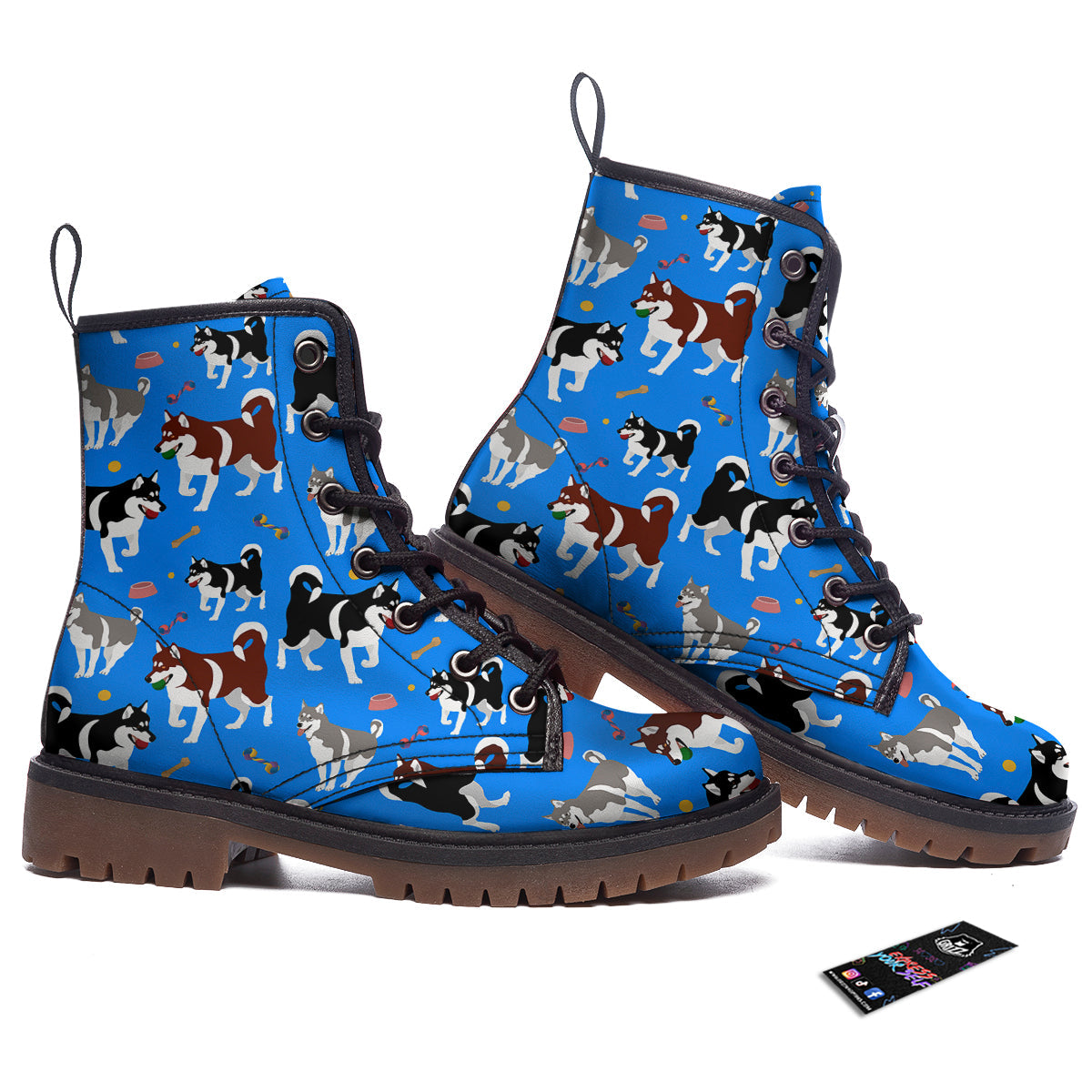 Alaskan Malamute Print Pattern Work Boots-grizzshop