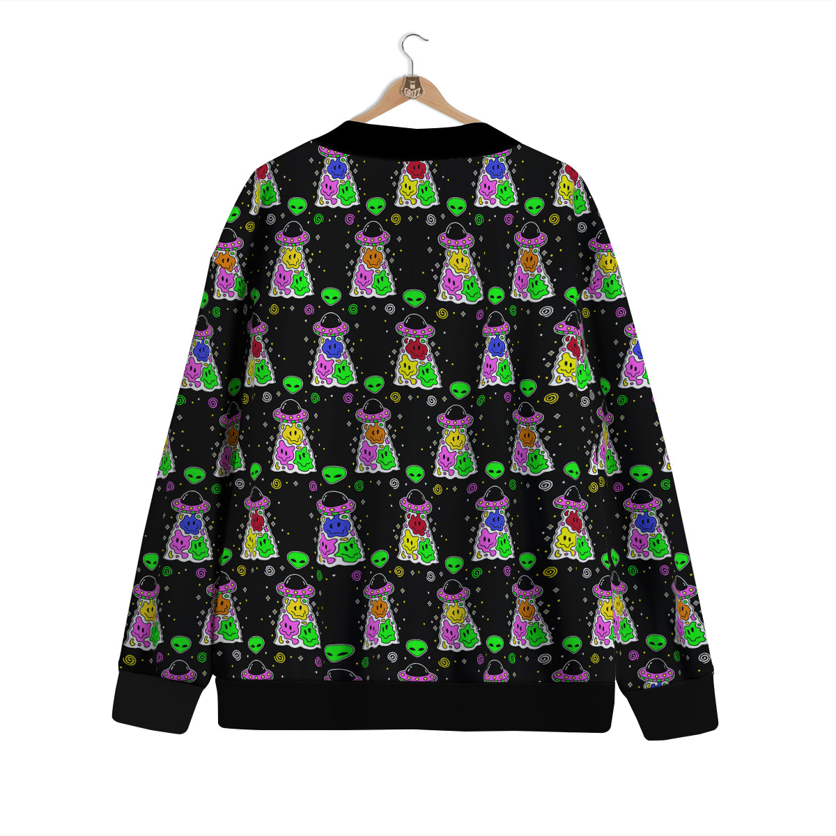 Alien And UFO Trippy Print Pattern Cardigan-grizzshop