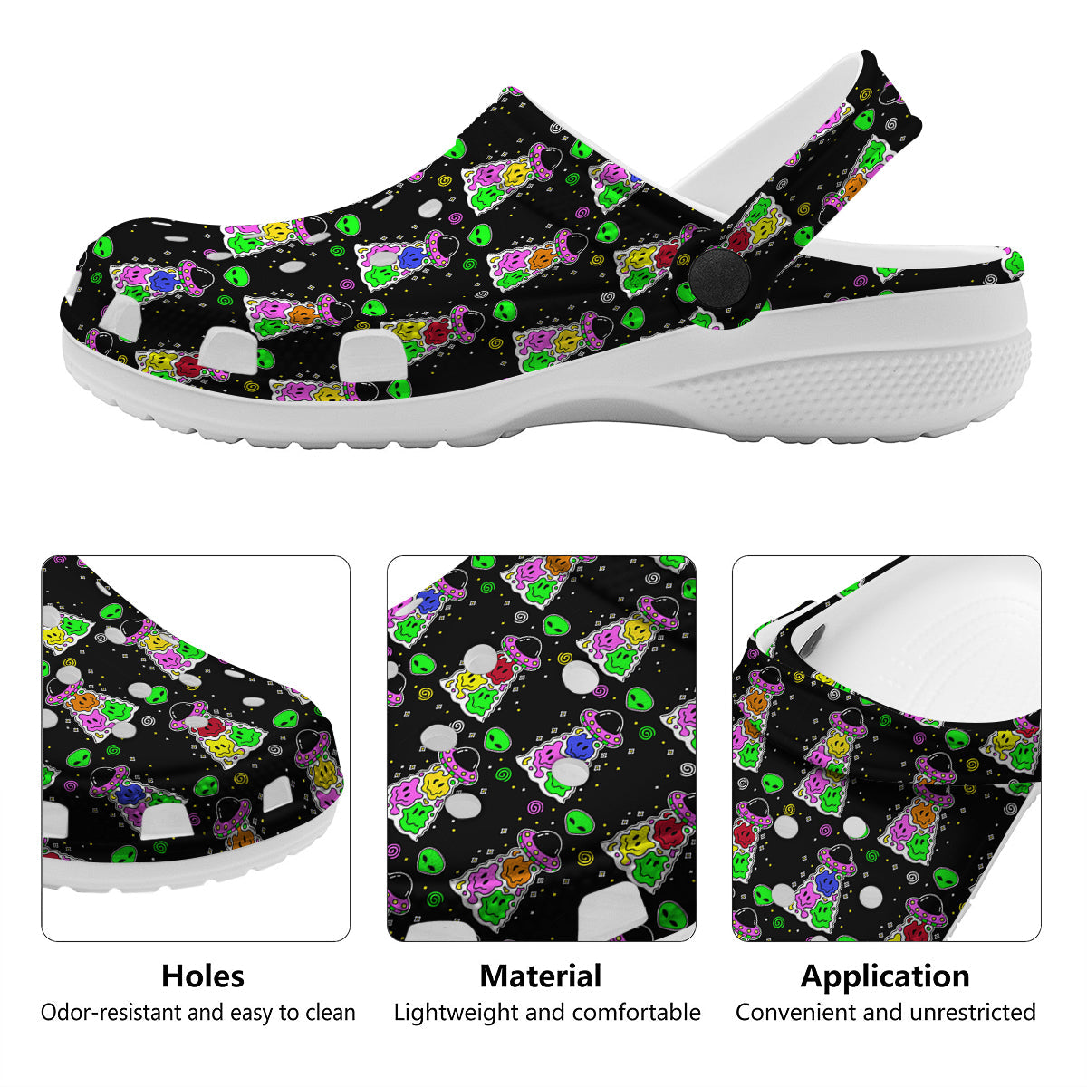 Alien And UFO Trippy Print Pattern Clog-grizzshop