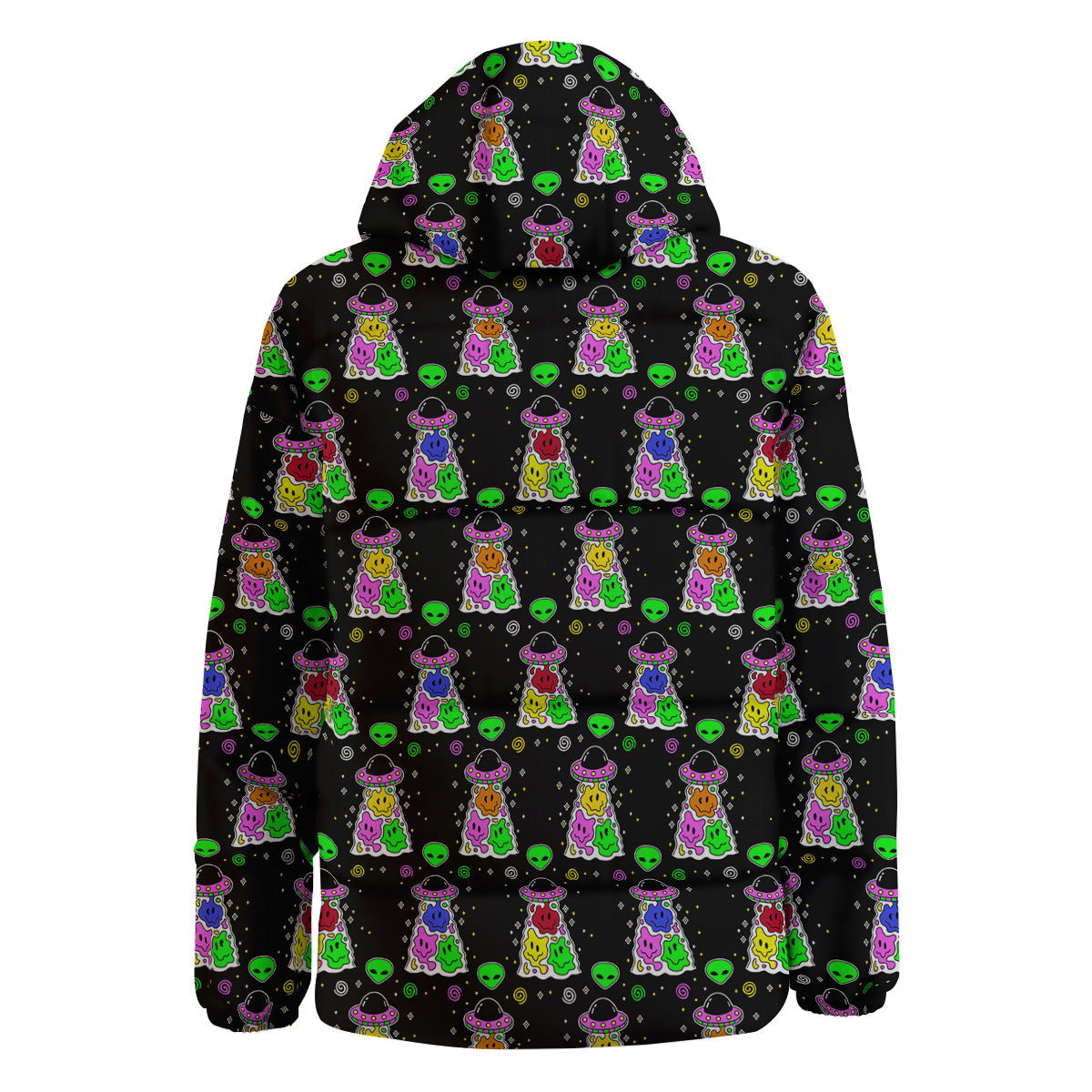 Alien And UFO Trippy Print Pattern Down Jacket-grizzshop