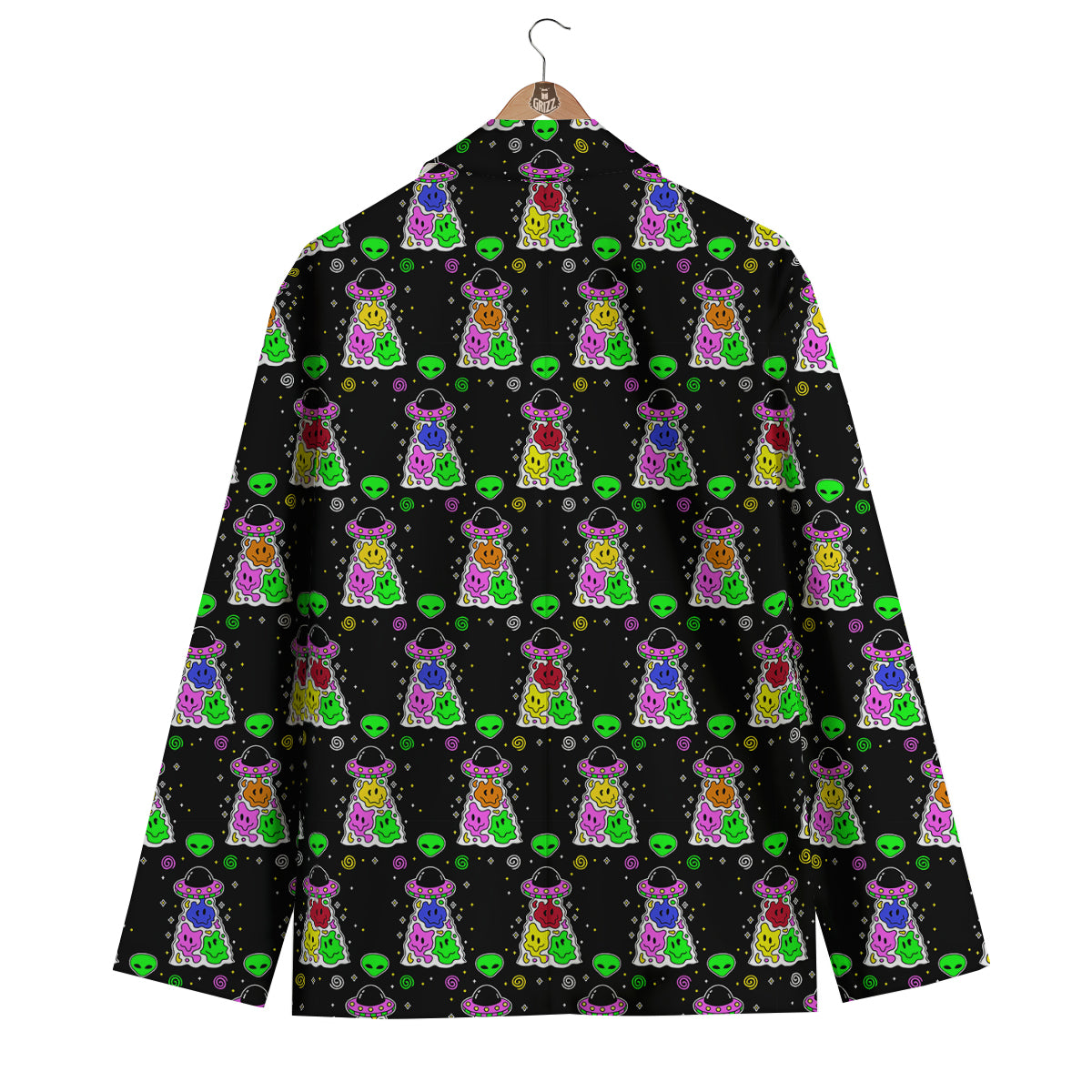 Alien And UFO Trippy Print Pattern Men's Blazer-grizzshop