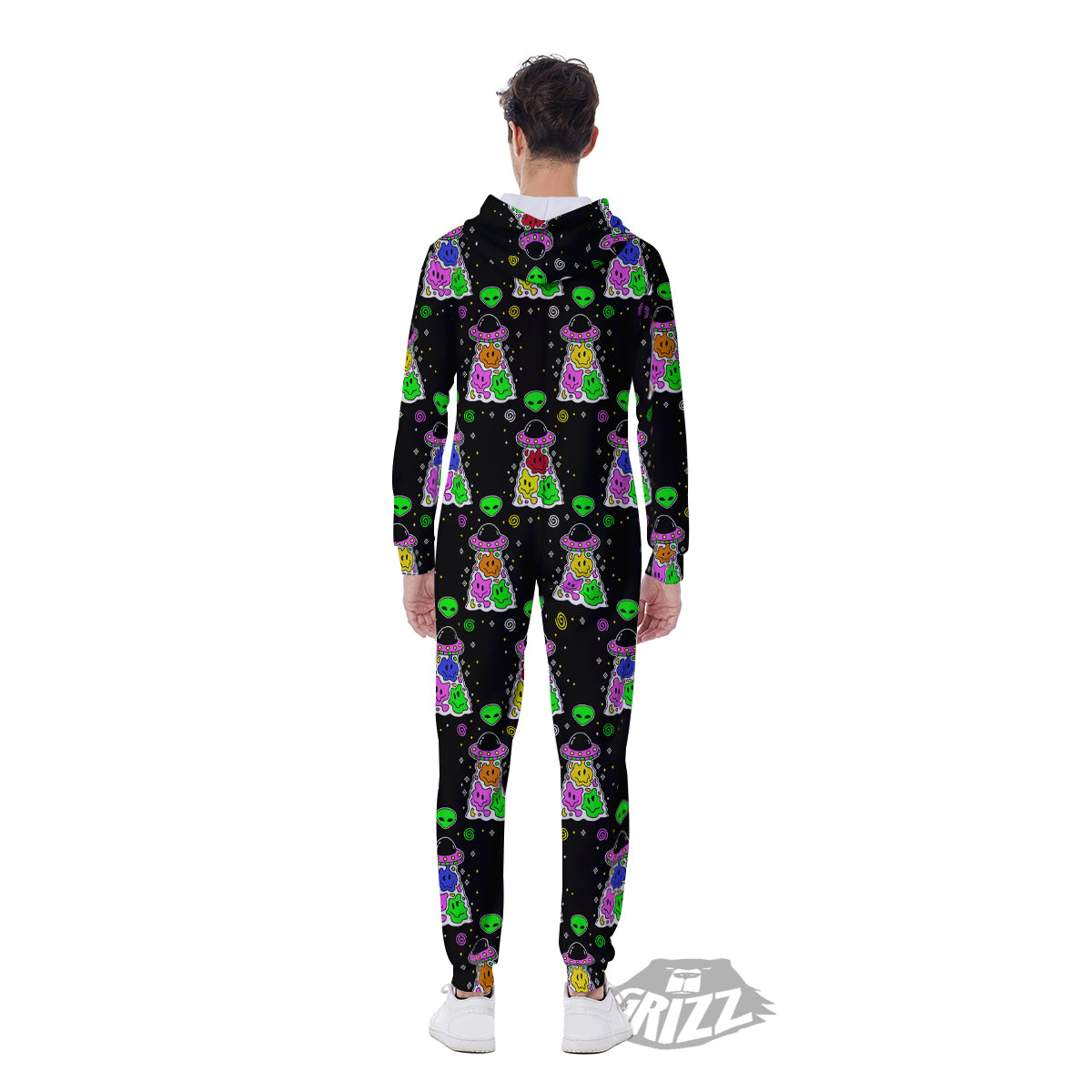 Alien And UFO Trippy Print Pattern Men's Jumpsuit-grizzshop