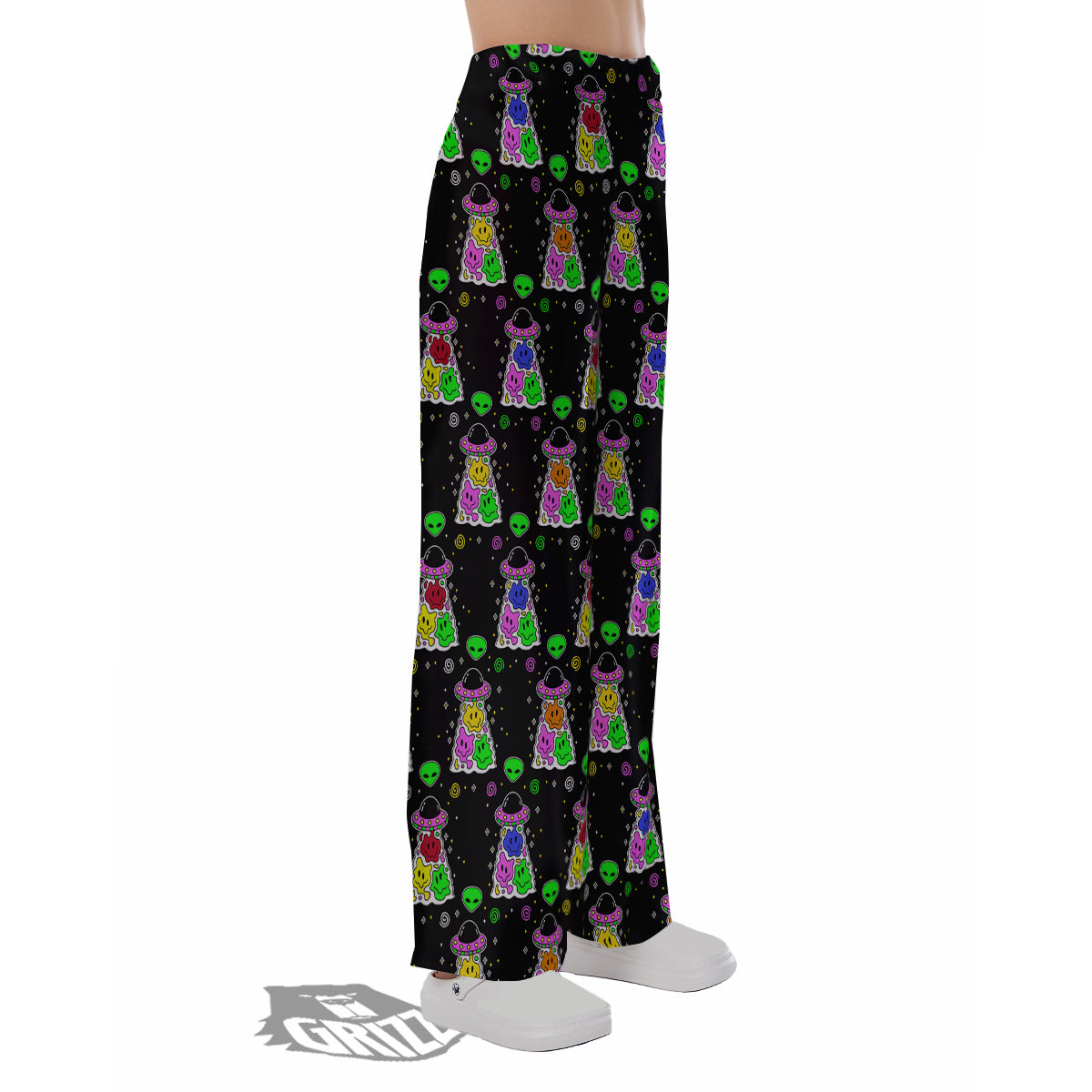 Alien And UFO Trippy Print Pattern Pajama Pants-grizzshop