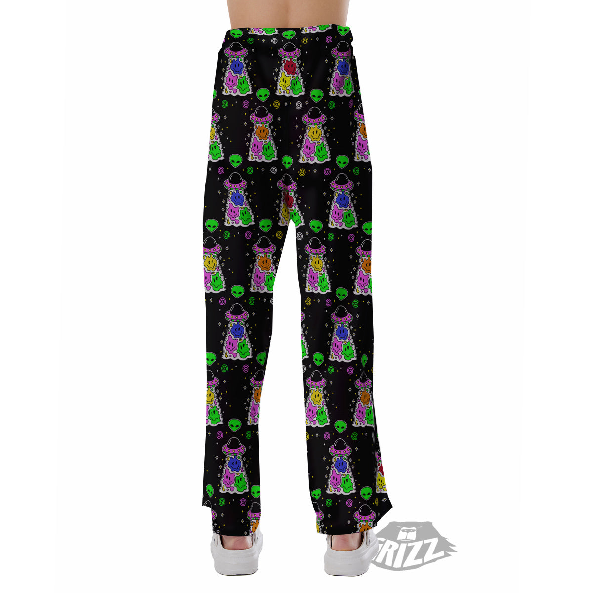 Alien And UFO Trippy Print Pattern Pajama Pants-grizzshop