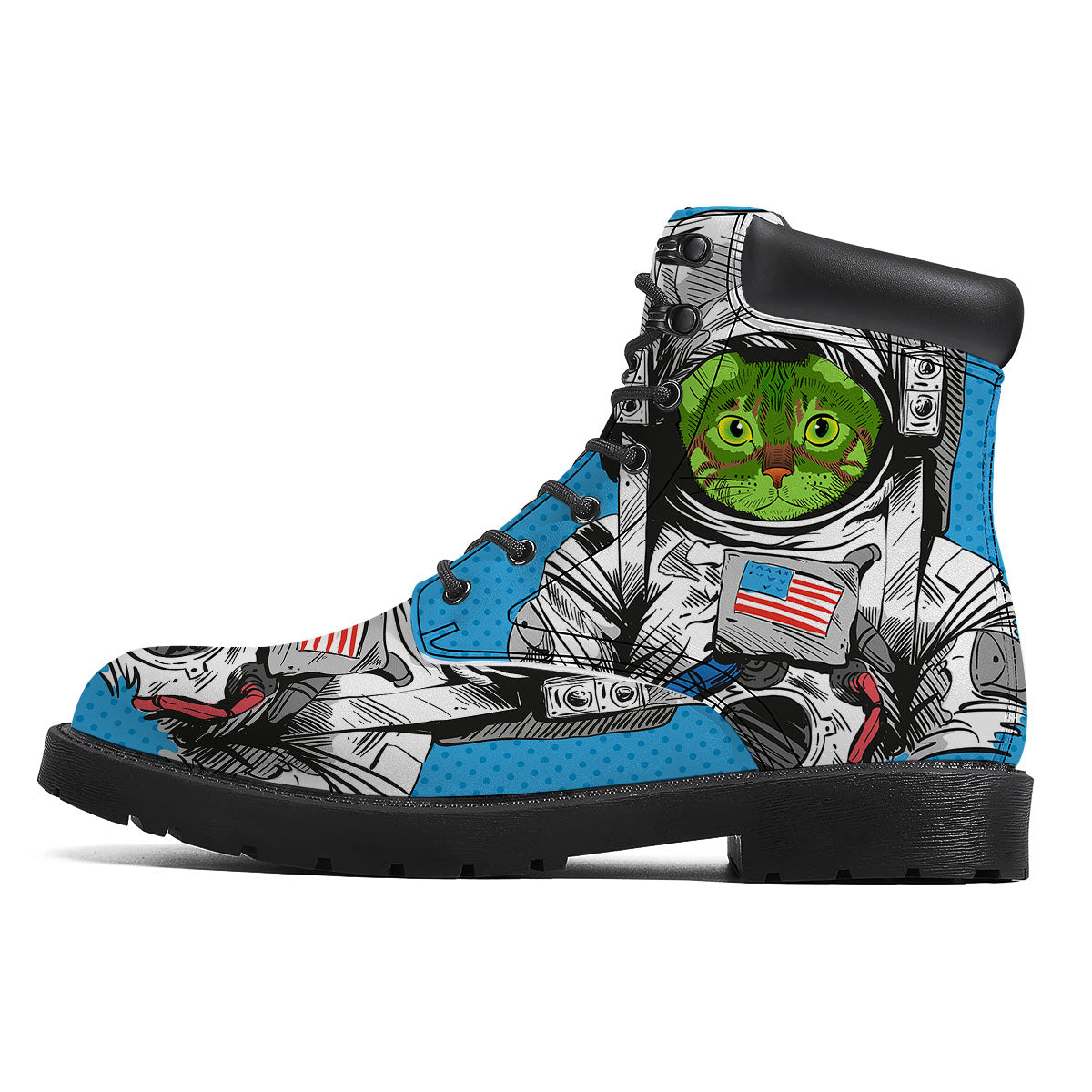 Alien Cat Astronaut Print Boots-grizzshop