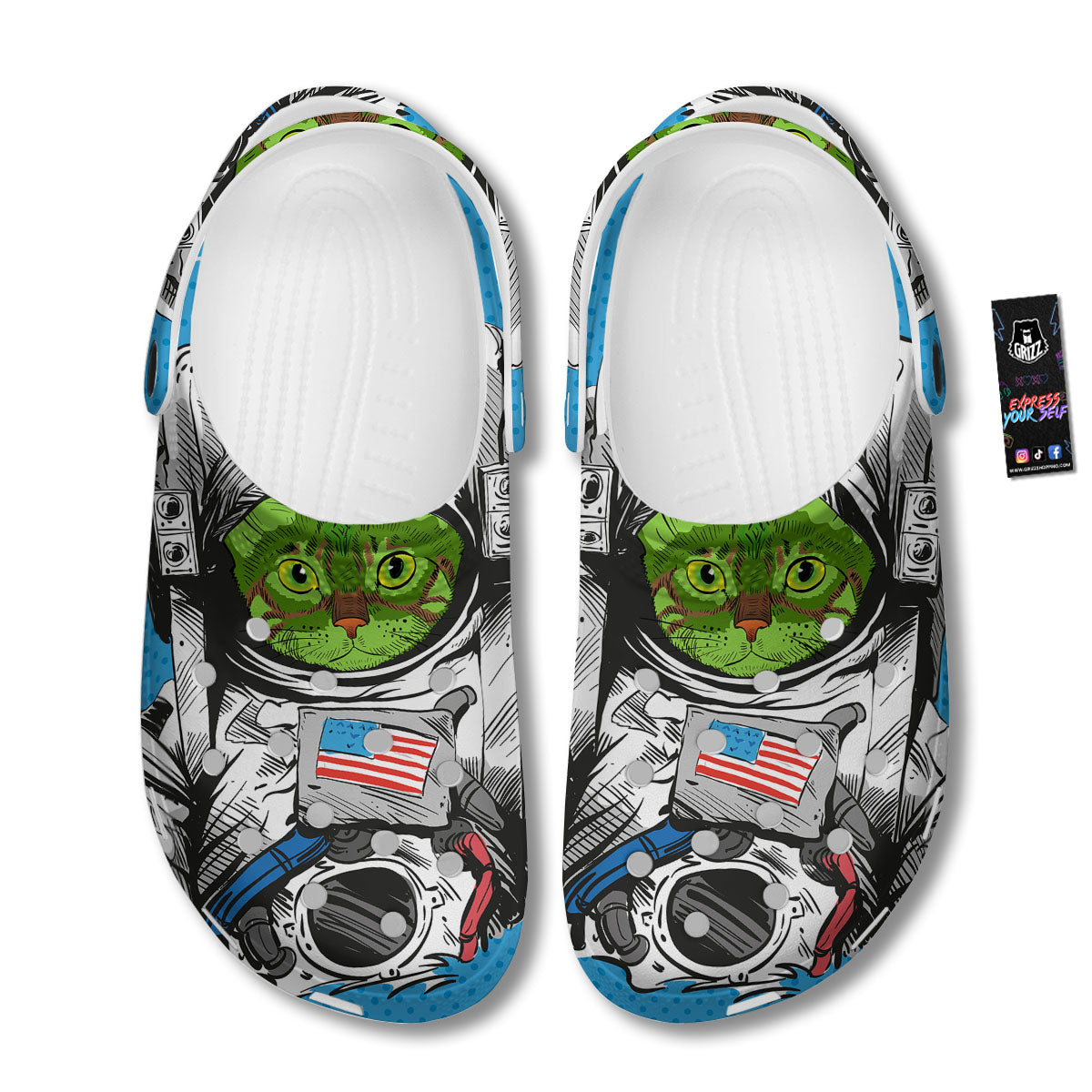 Alien Cat Astronaut Print Clog-grizzshop