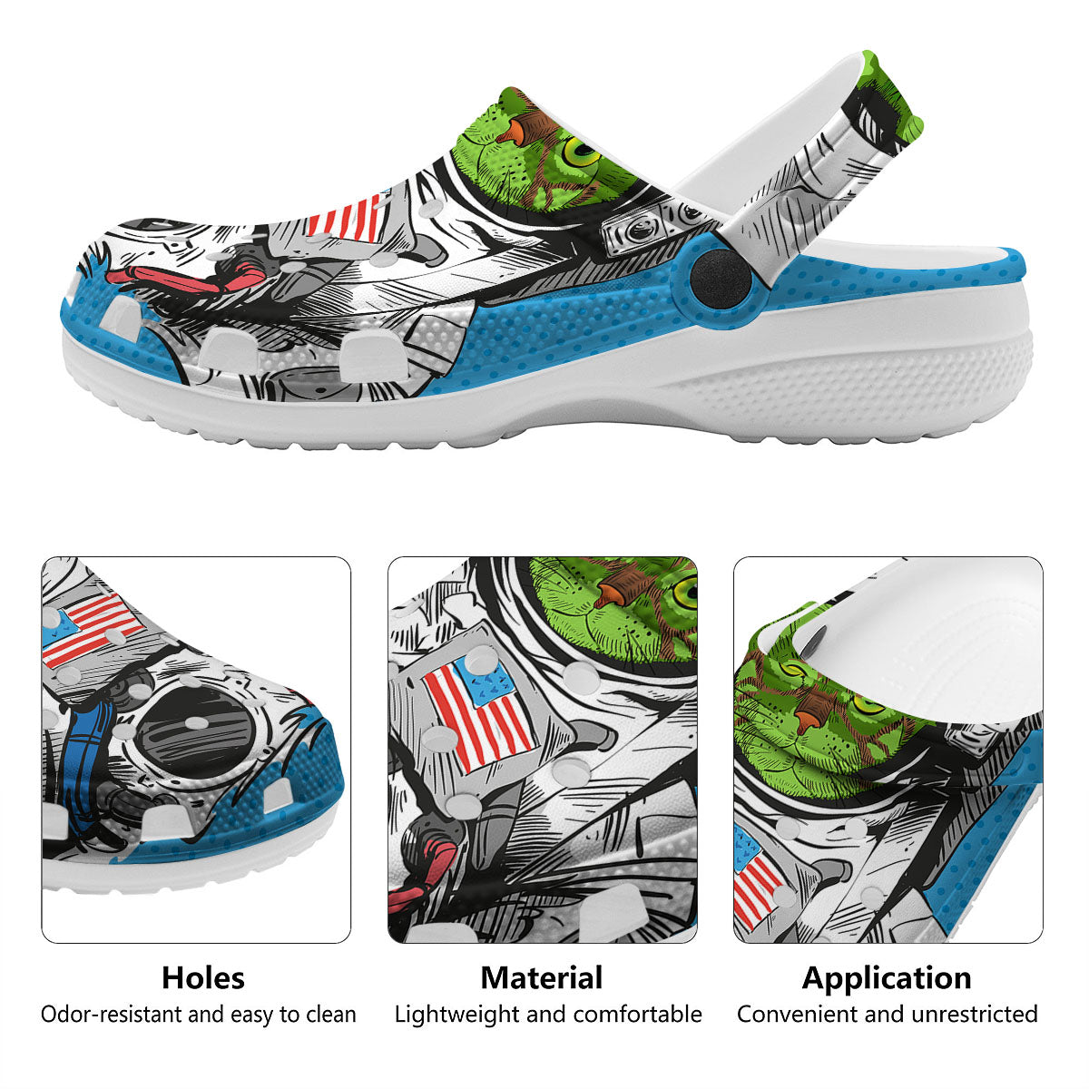 Alien Cat Astronaut Print Clog-grizzshop