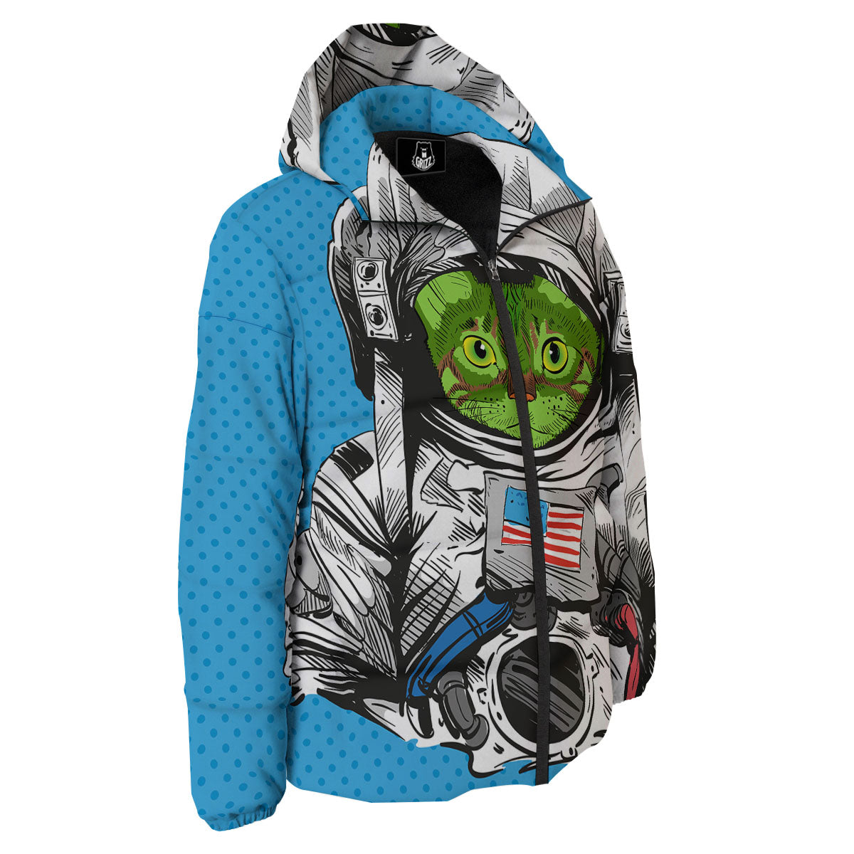 Alien Cat Astronaut Print Down Jacket-grizzshop