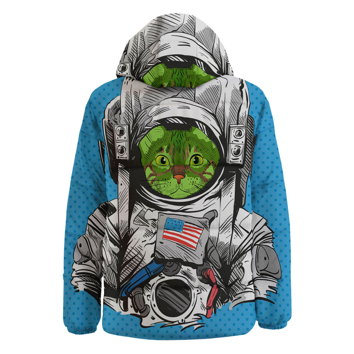 Alien Cat Astronaut Print Down Jacket-grizzshop