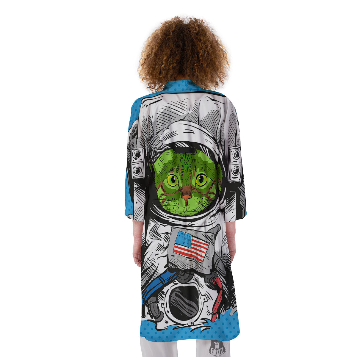 Alien Cat Astronaut Print Kimono-grizzshop