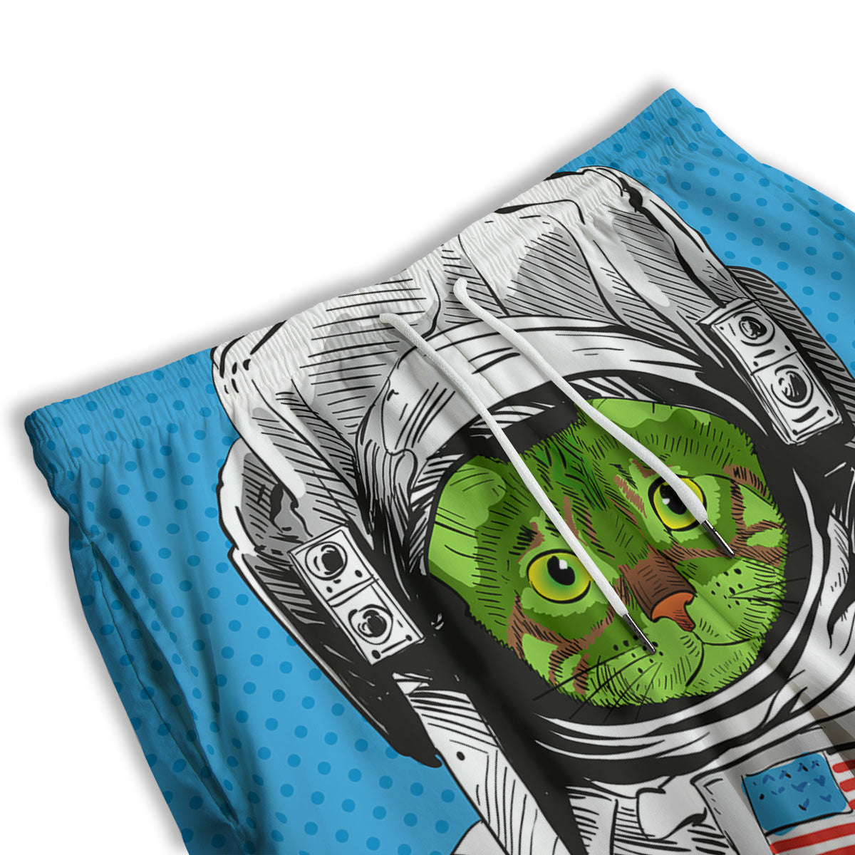 Alien Cat Astronaut Print Men's Athletic Shorts