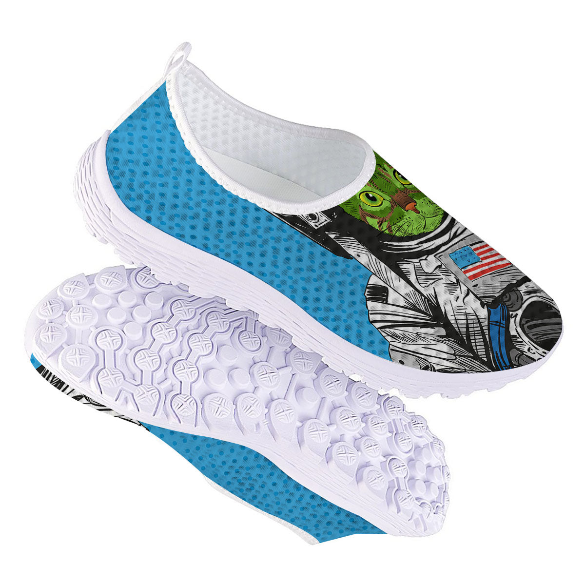Alien Cat Astronaut Print Nurse Shoes-grizzshop