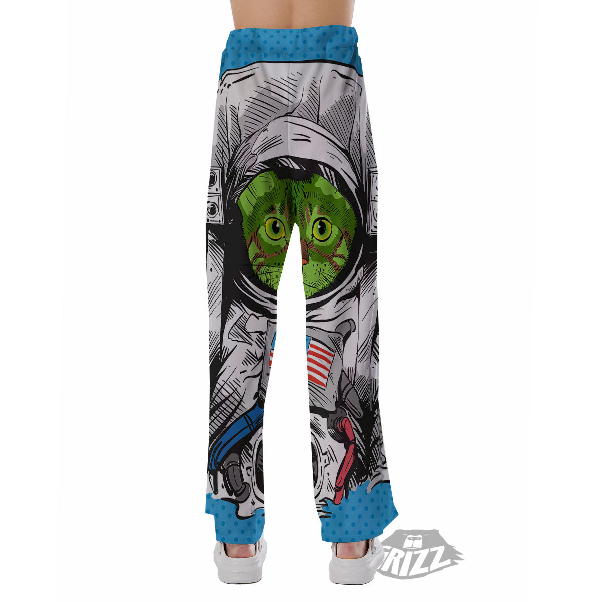 Alien Cat Astronaut Print Pajama Pants-grizzshop