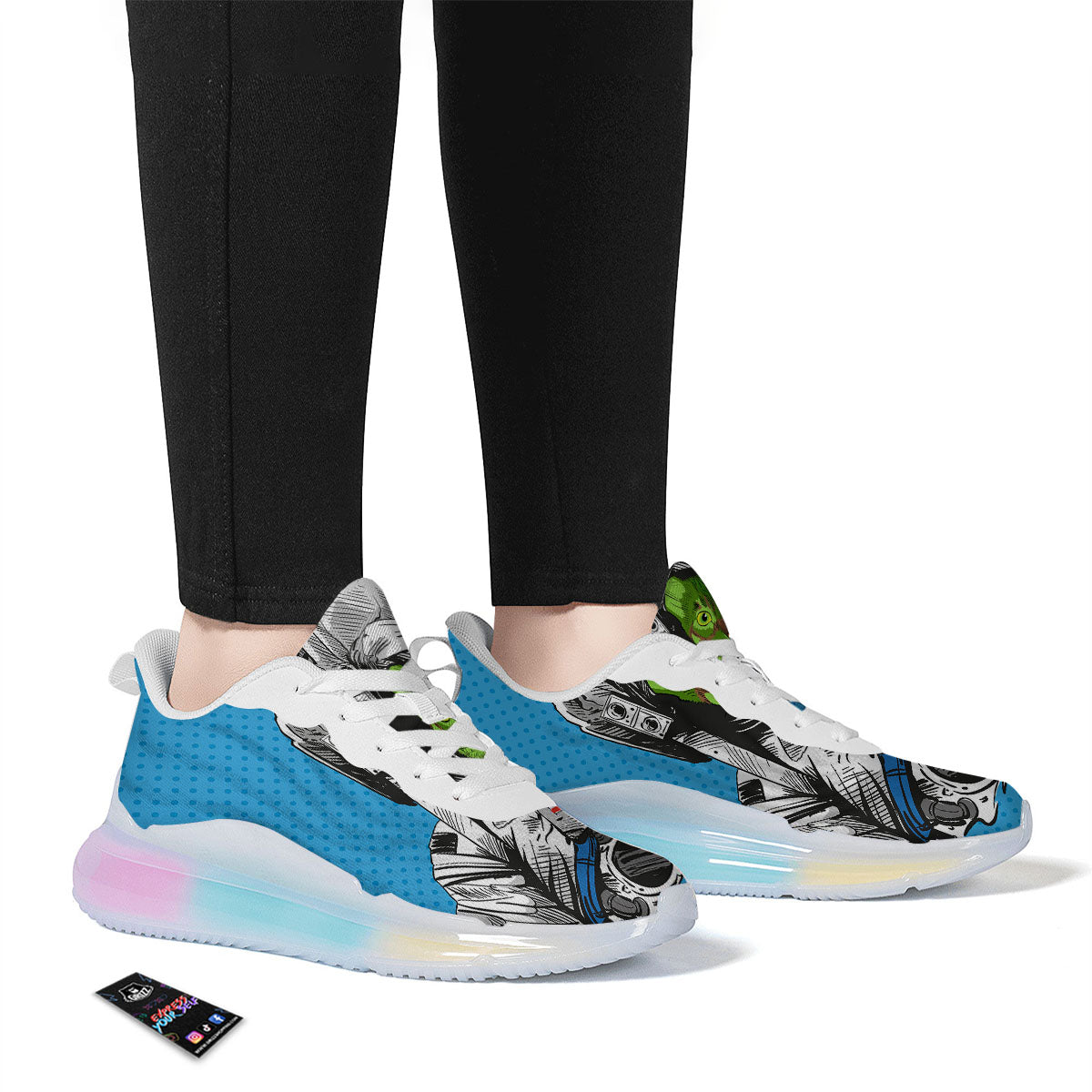 Alien Cat Astronaut Print Running Sneakers-grizzshop