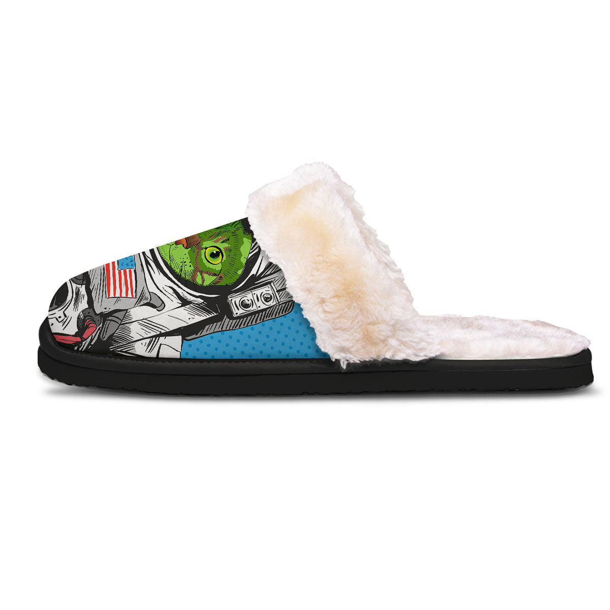 Alien Cat Astronaut Print Slippers-grizzshop