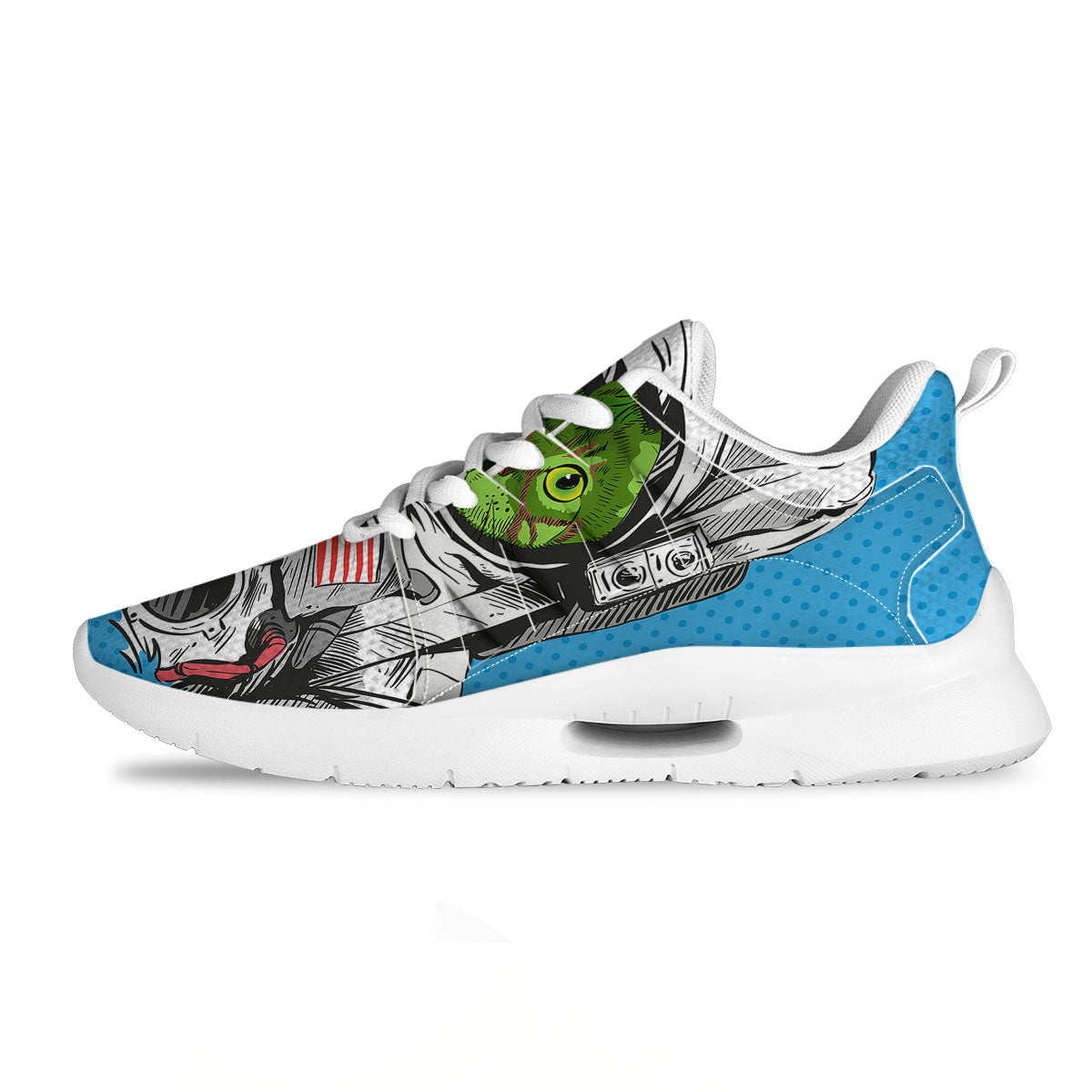 Alien Cat Astronaut Print Tennis Shoes-grizzshop