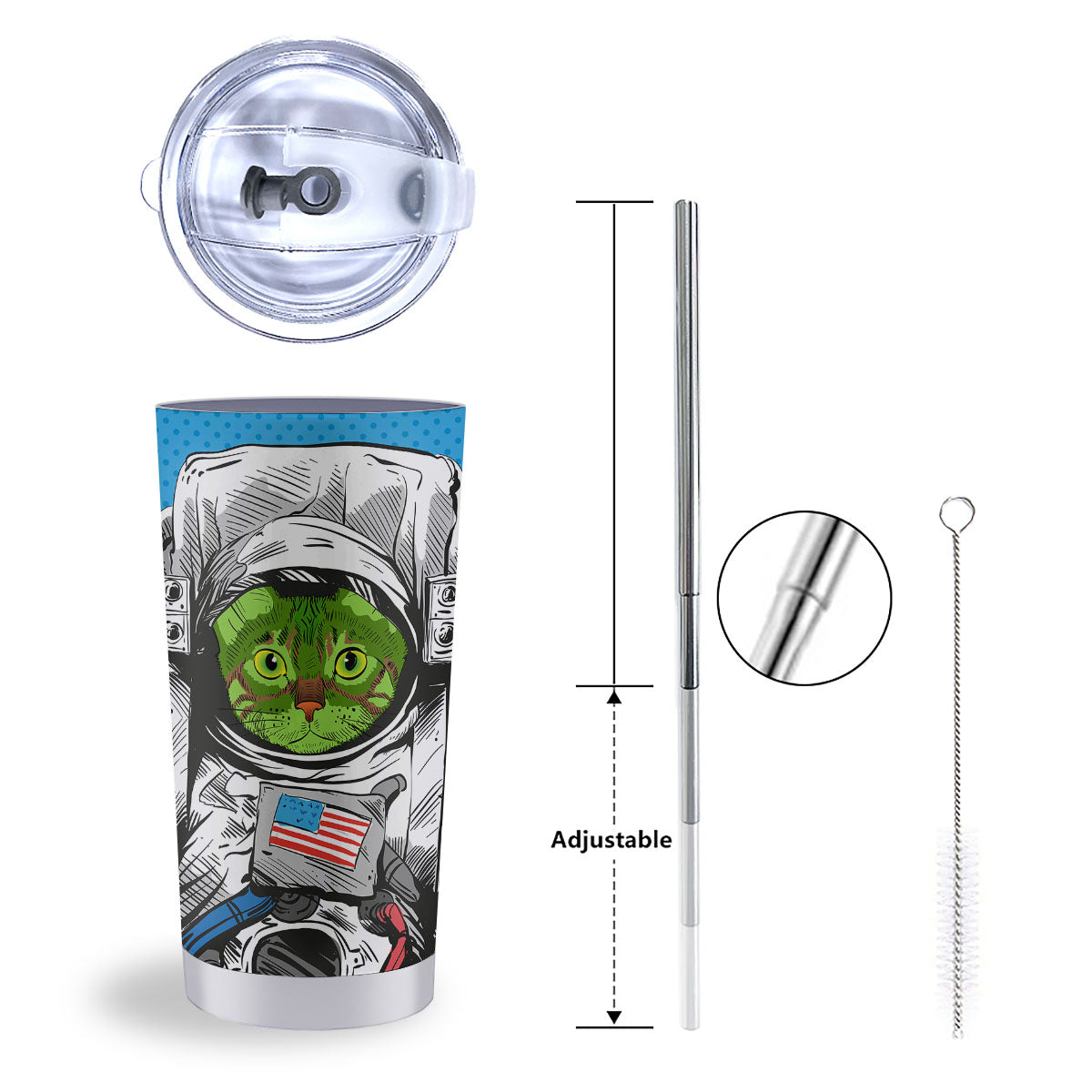 Alien Cat Astronaut Print Tumbler-grizzshop
