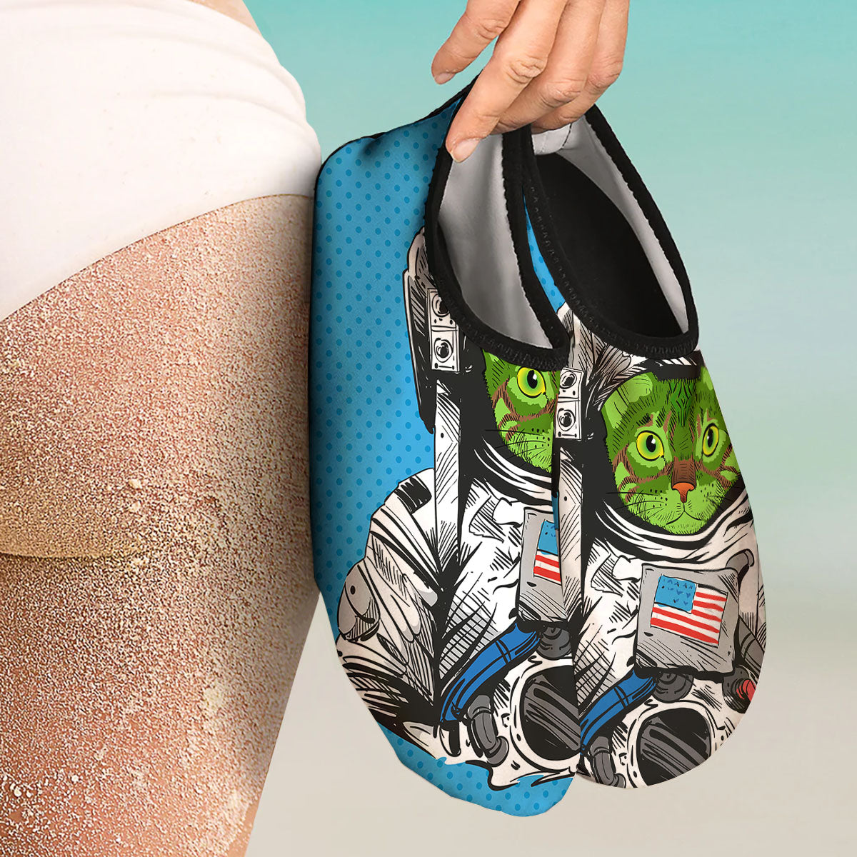 Alien Cat Astronaut Print Water Shoes-grizzshop