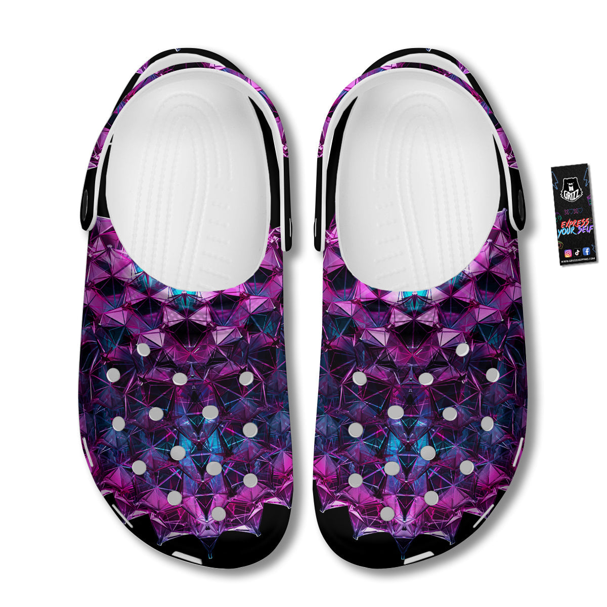 Alien Crystal Diamond Flower Print Clog-grizzshop