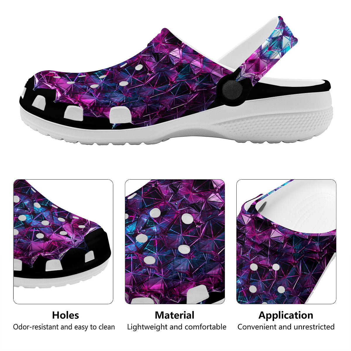 Alien Crystal Diamond Flower Print Clog-grizzshop