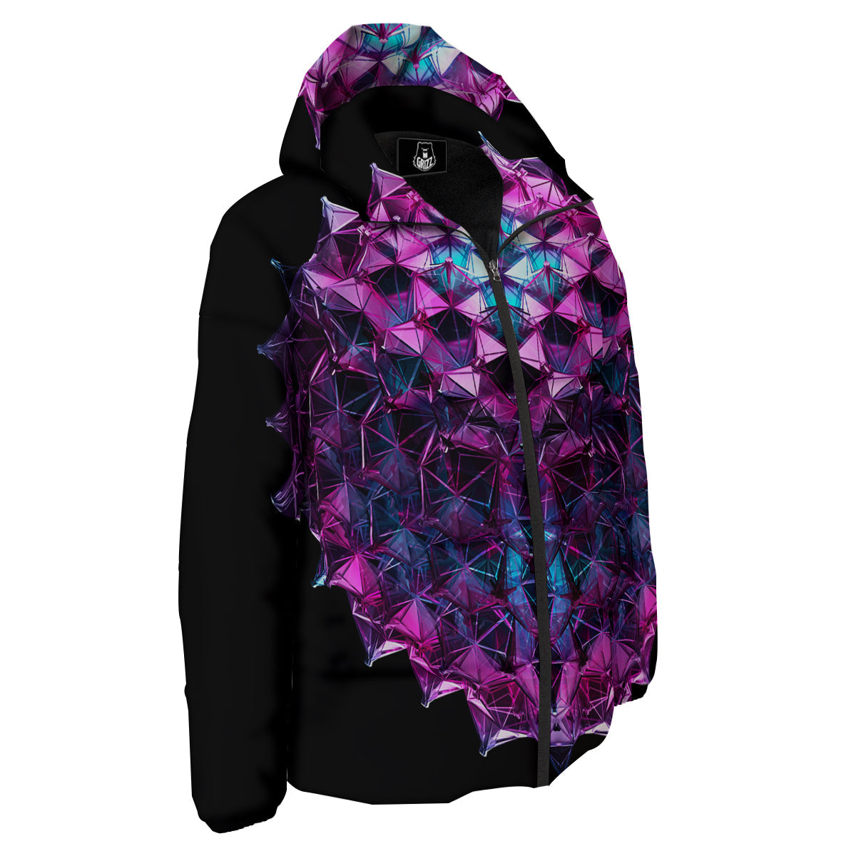 Alien Crystal Diamond Flower Print Down Jacket-grizzshop