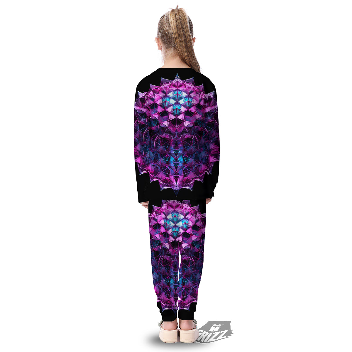Alien Crystal Diamond Flower Print Kid's Pajamas-grizzshop