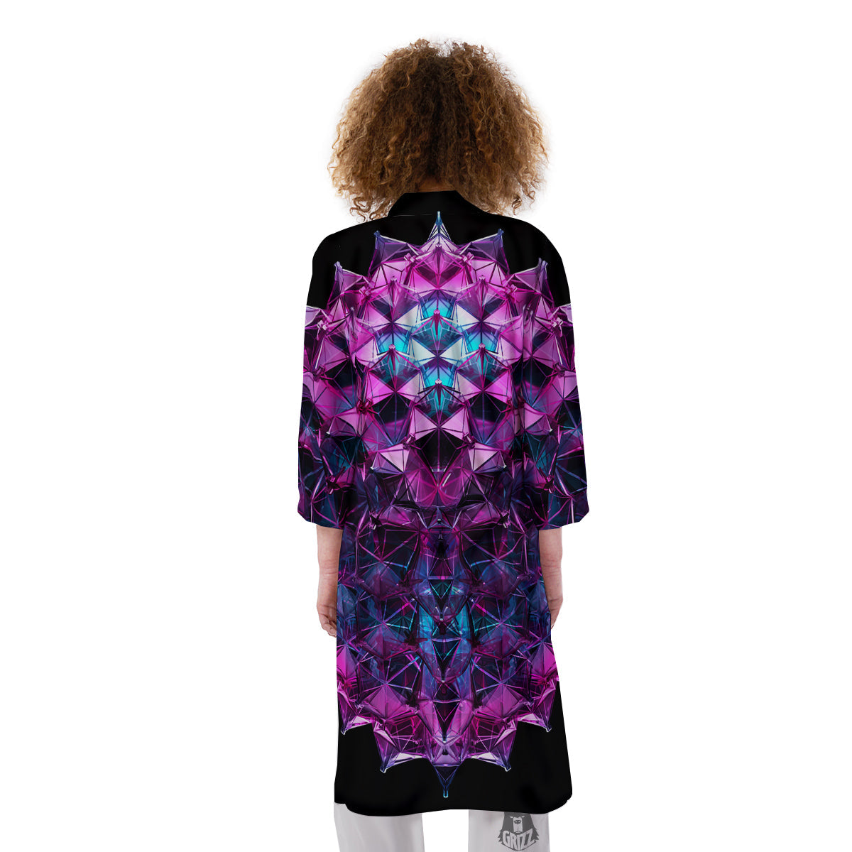Alien Crystal Diamond Flower Print Kimono-grizzshop