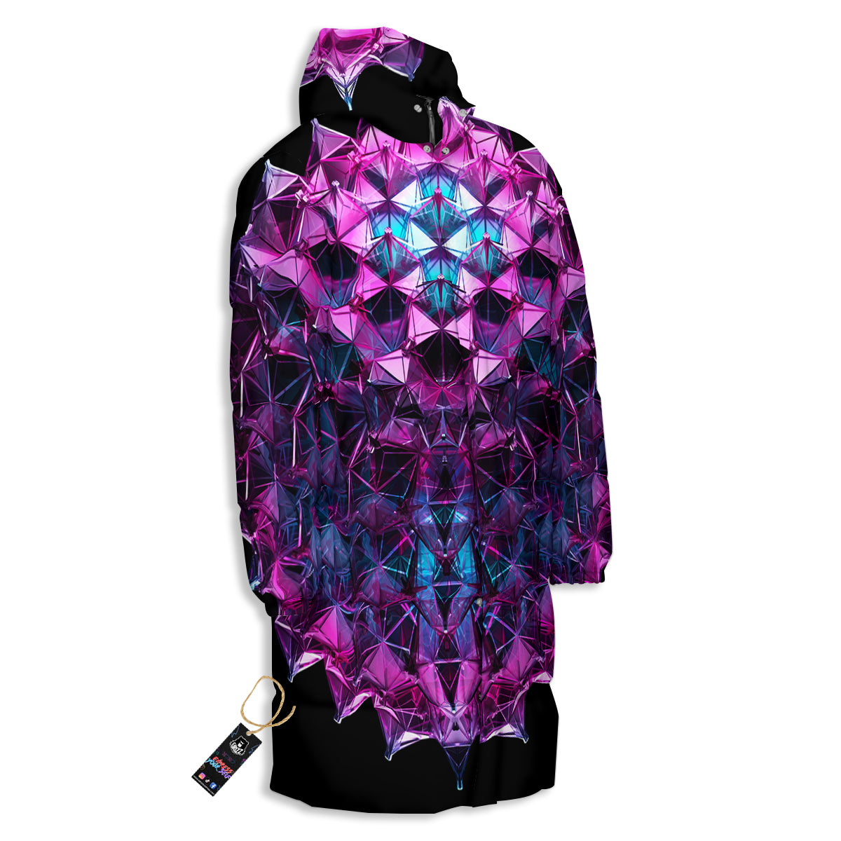 Alien Crystal Diamond Flower Print Long Down Jacket-grizzshop