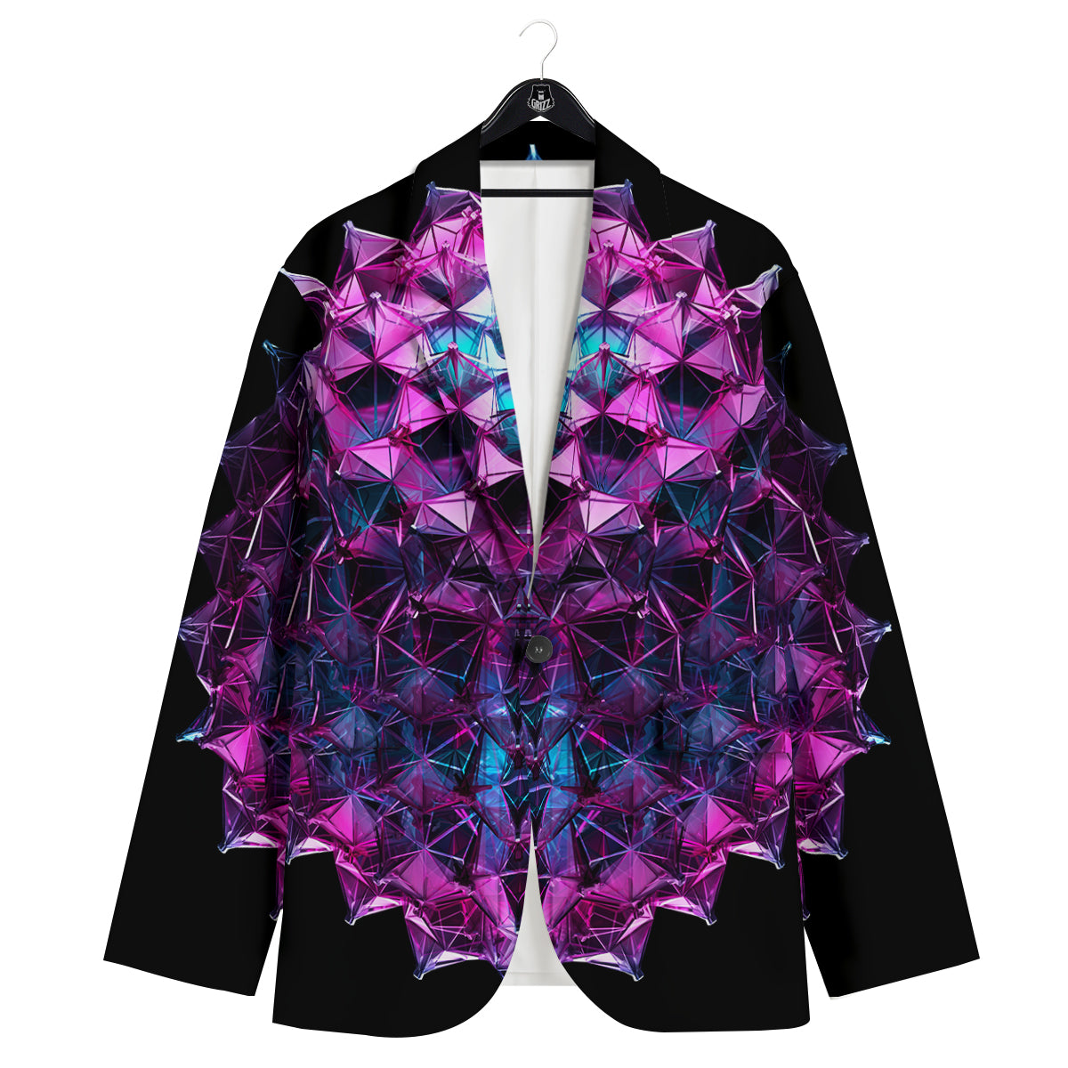 Alien Crystal Diamond Flower Print Men's Sport Coat-grizzshop