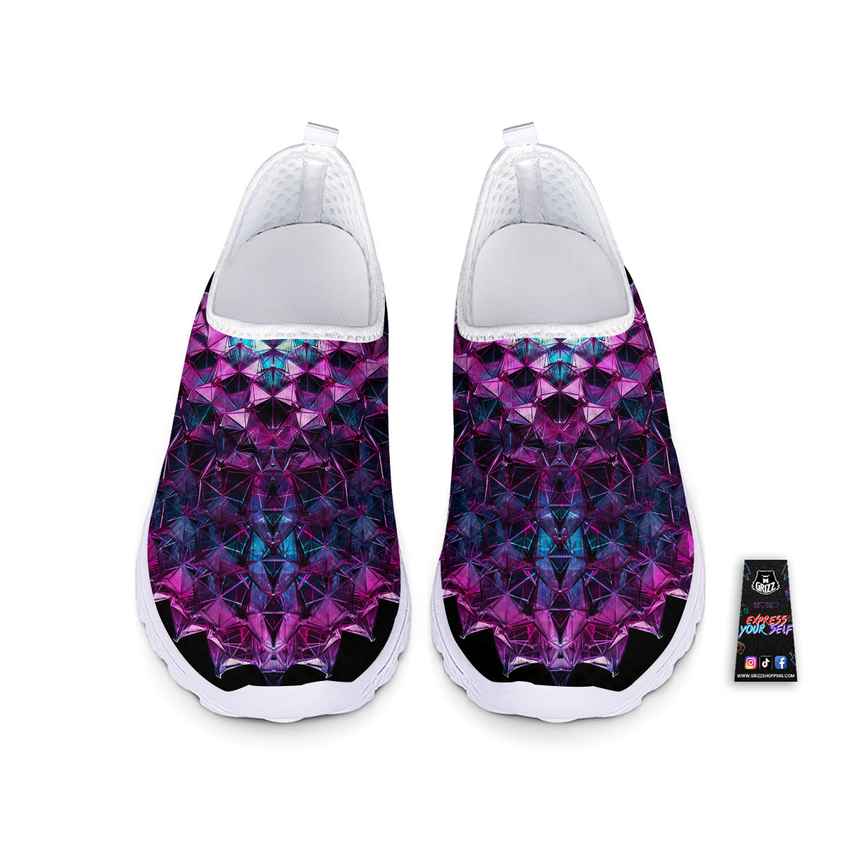 Alien Crystal Diamond Flower Print Nurse Shoes-grizzshop
