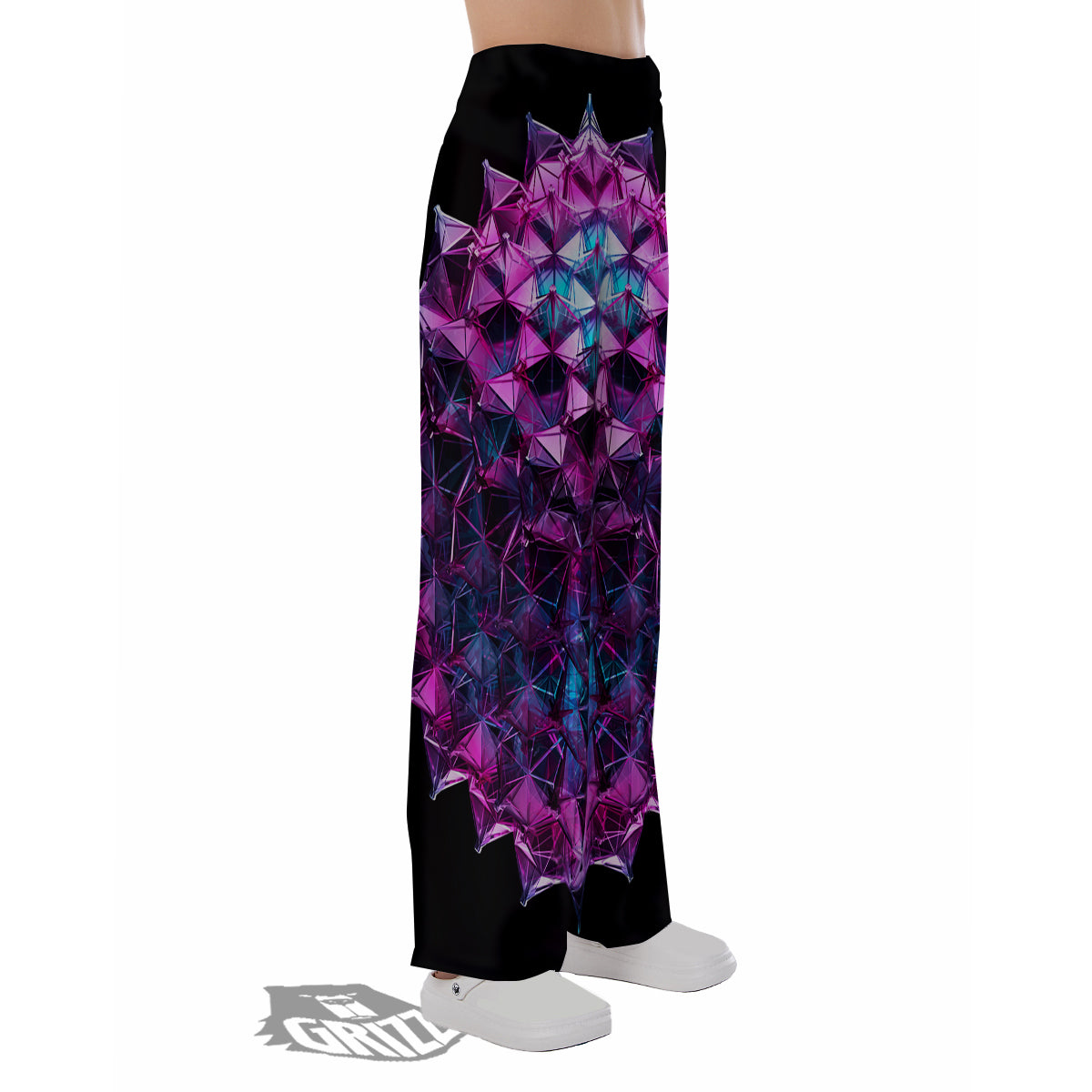 Alien Crystal Diamond Flower Print Pajama Pants-grizzshop