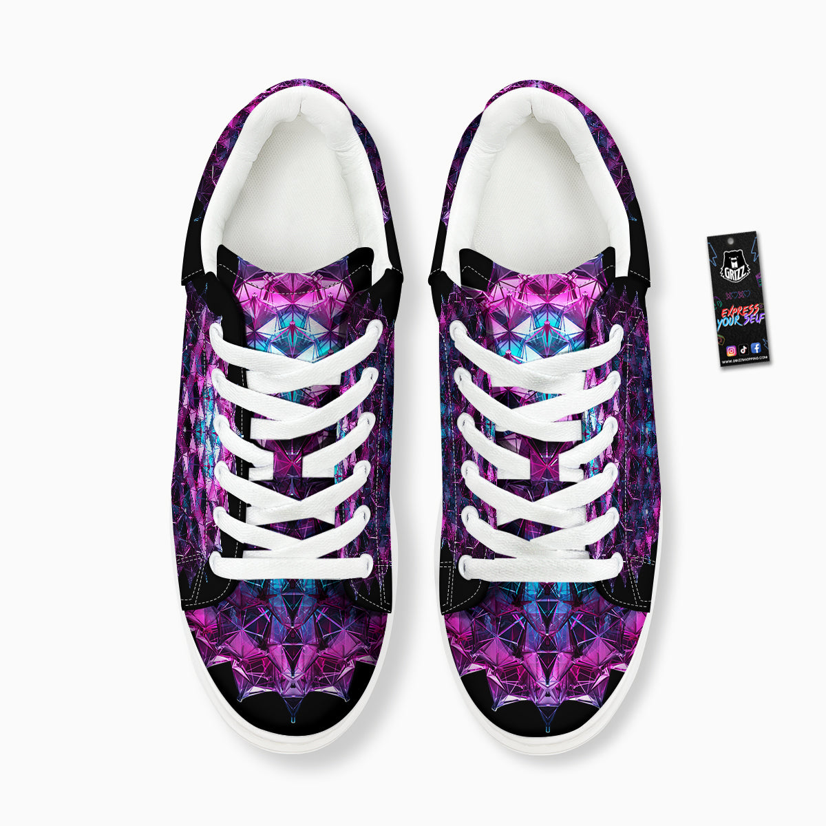 Alien Crystal Diamond Flower Print Platform Shoes-grizzshop