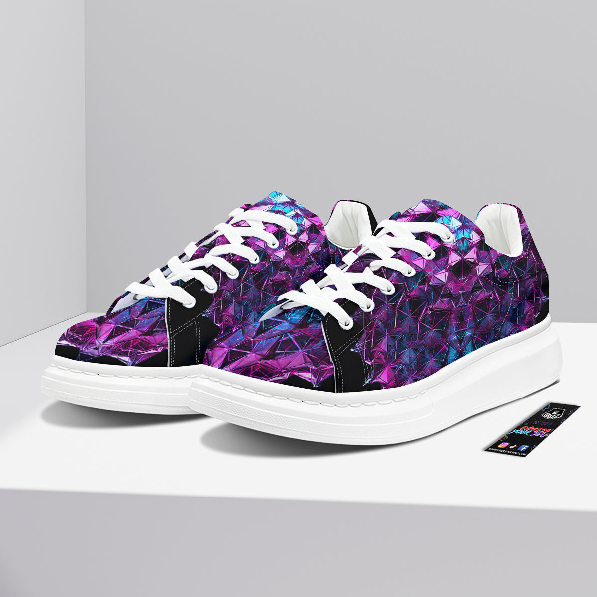 Alien Crystal Diamond Flower Print Platform Shoes-grizzshop