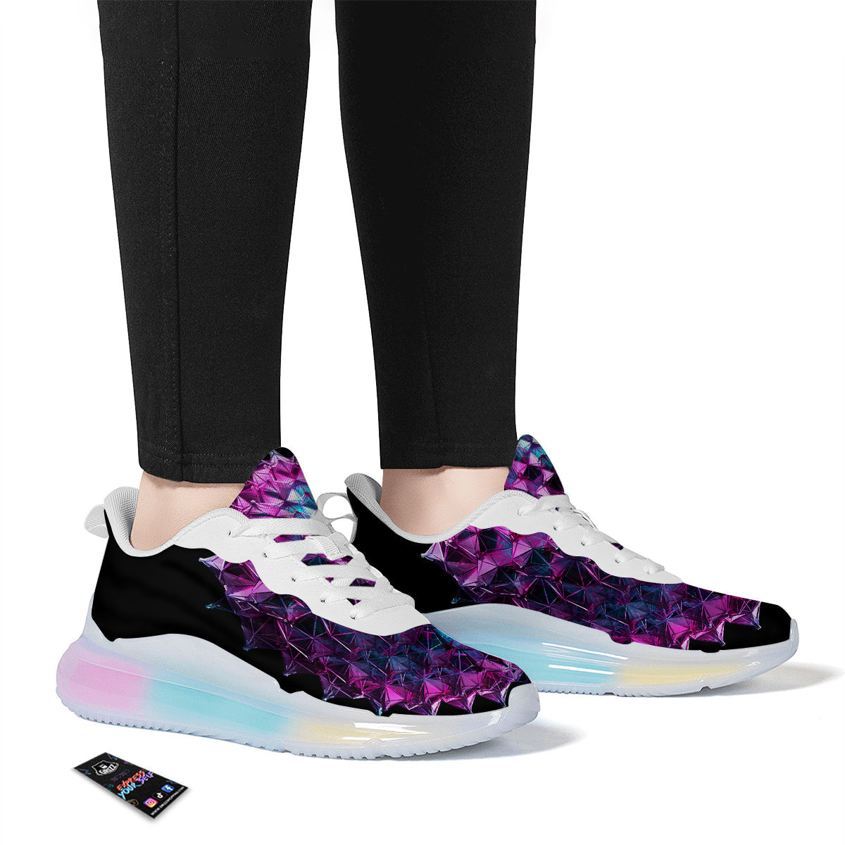 Alien Crystal Diamond Flower Print Running Sneakers-grizzshop