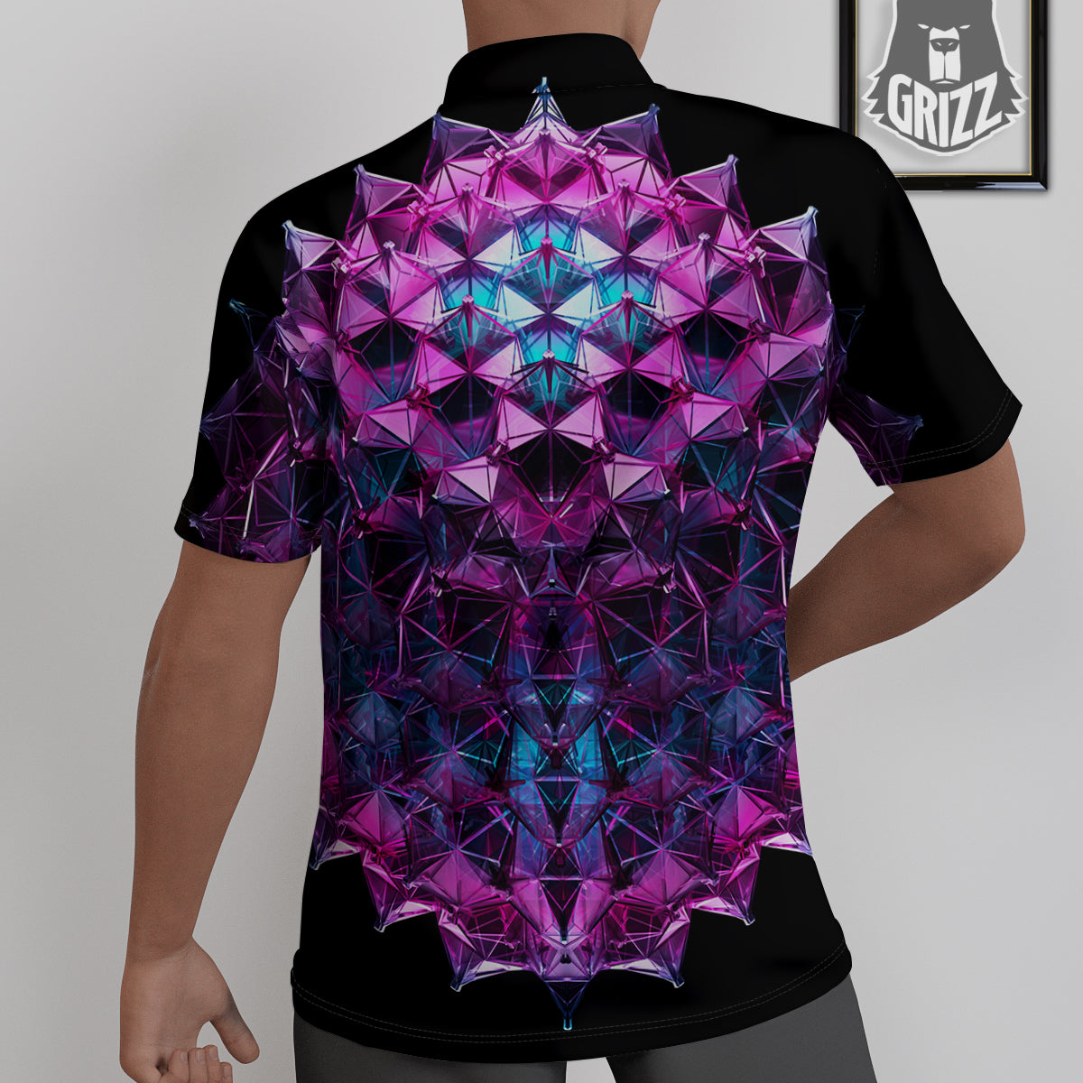 Alien Crystal Diamond Flower Print Untucked Shirts-grizzshop
