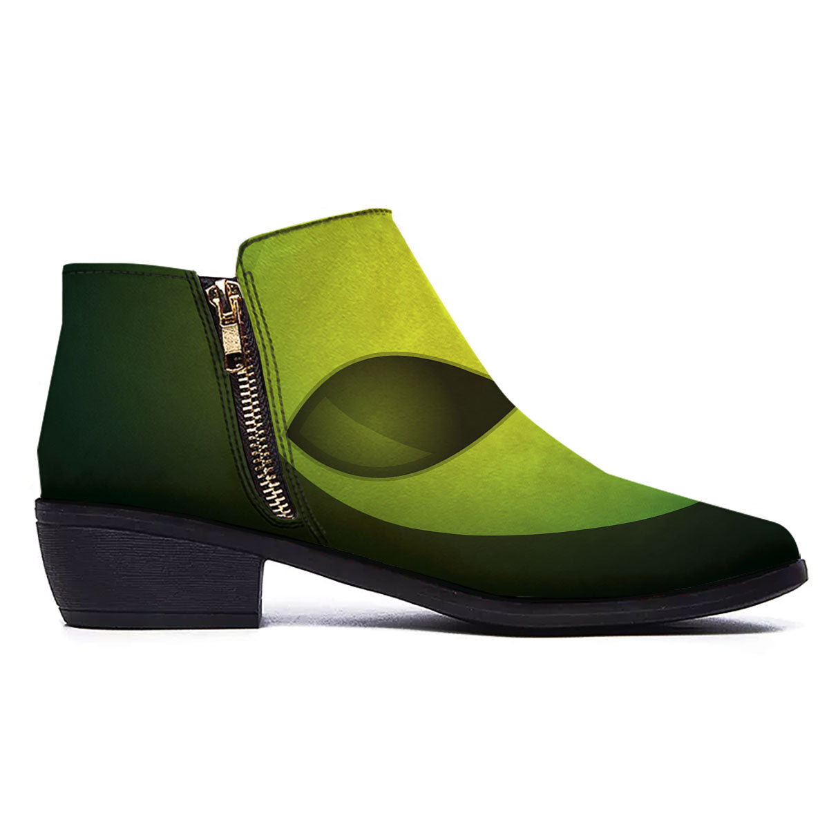 Alien Face Green Print Ankle Boots-grizzshop