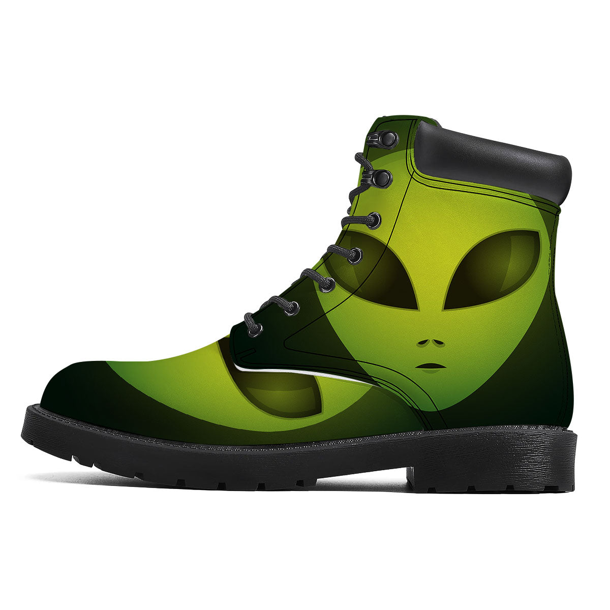 Alien Face Green Print Boots-grizzshop