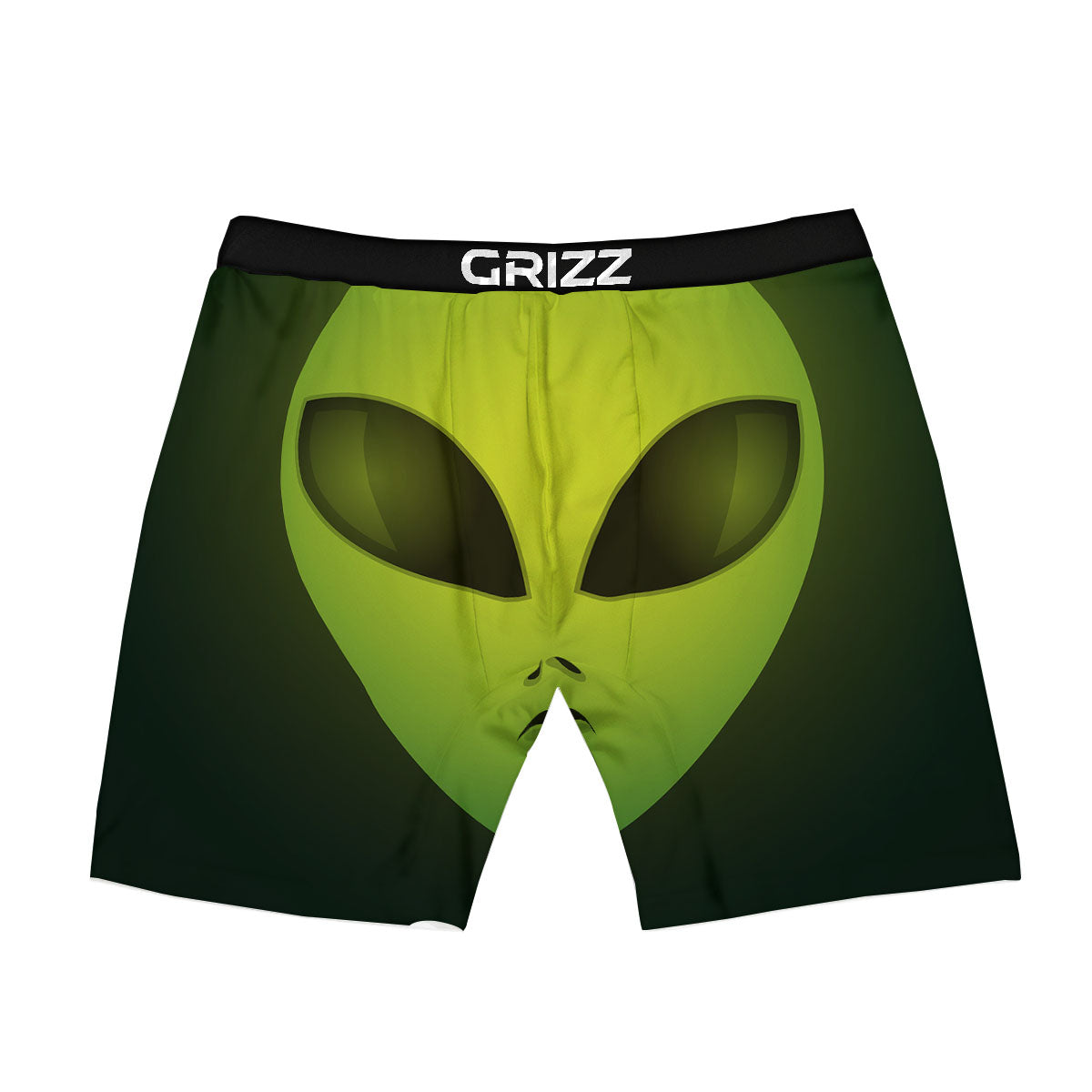 Alien Face Green Print Boxer Briefs-grizzshop