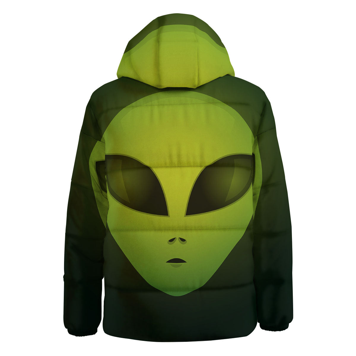 Alien Face Green Print Down Jacket-grizzshop