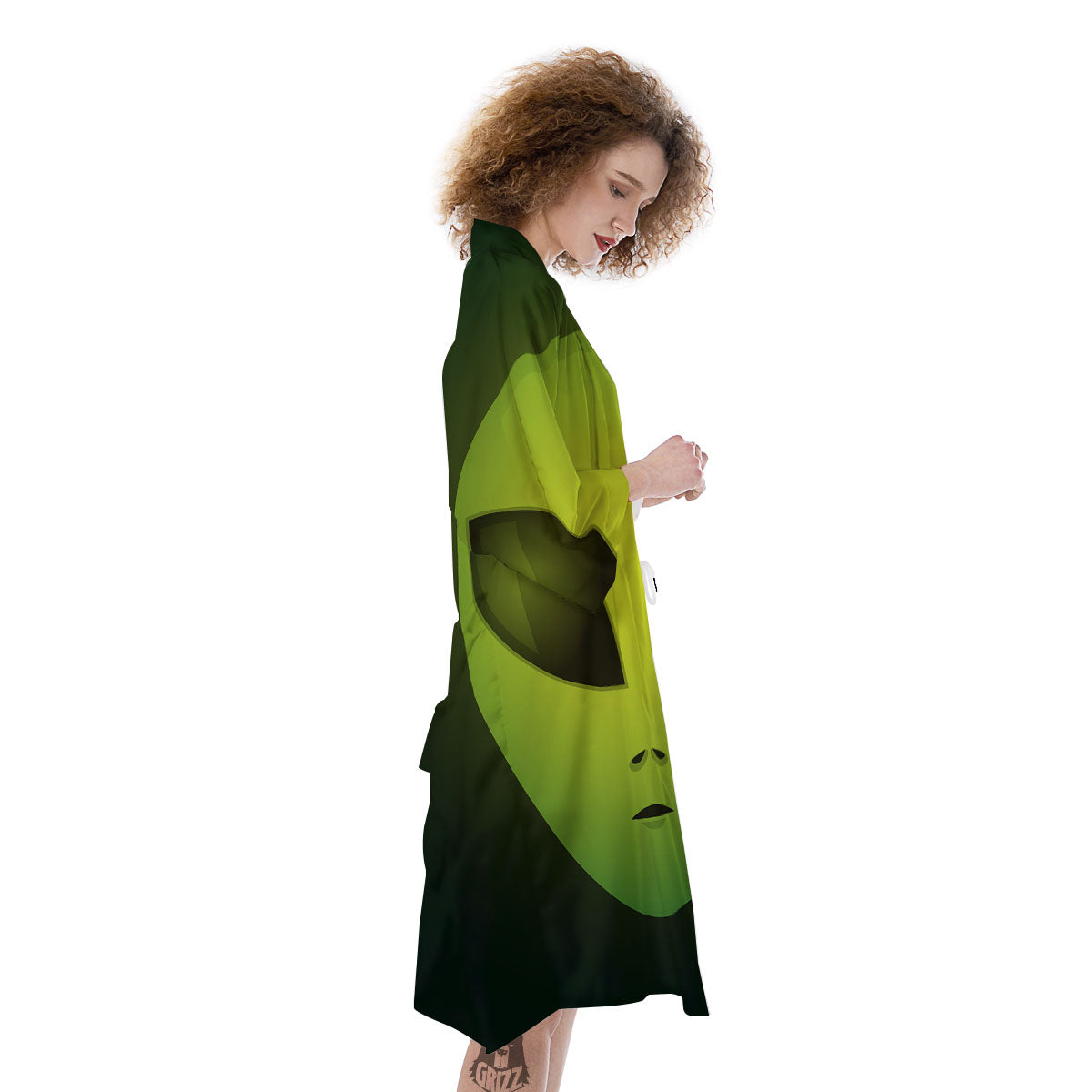 Alien Face Green Print Kimono-grizzshop